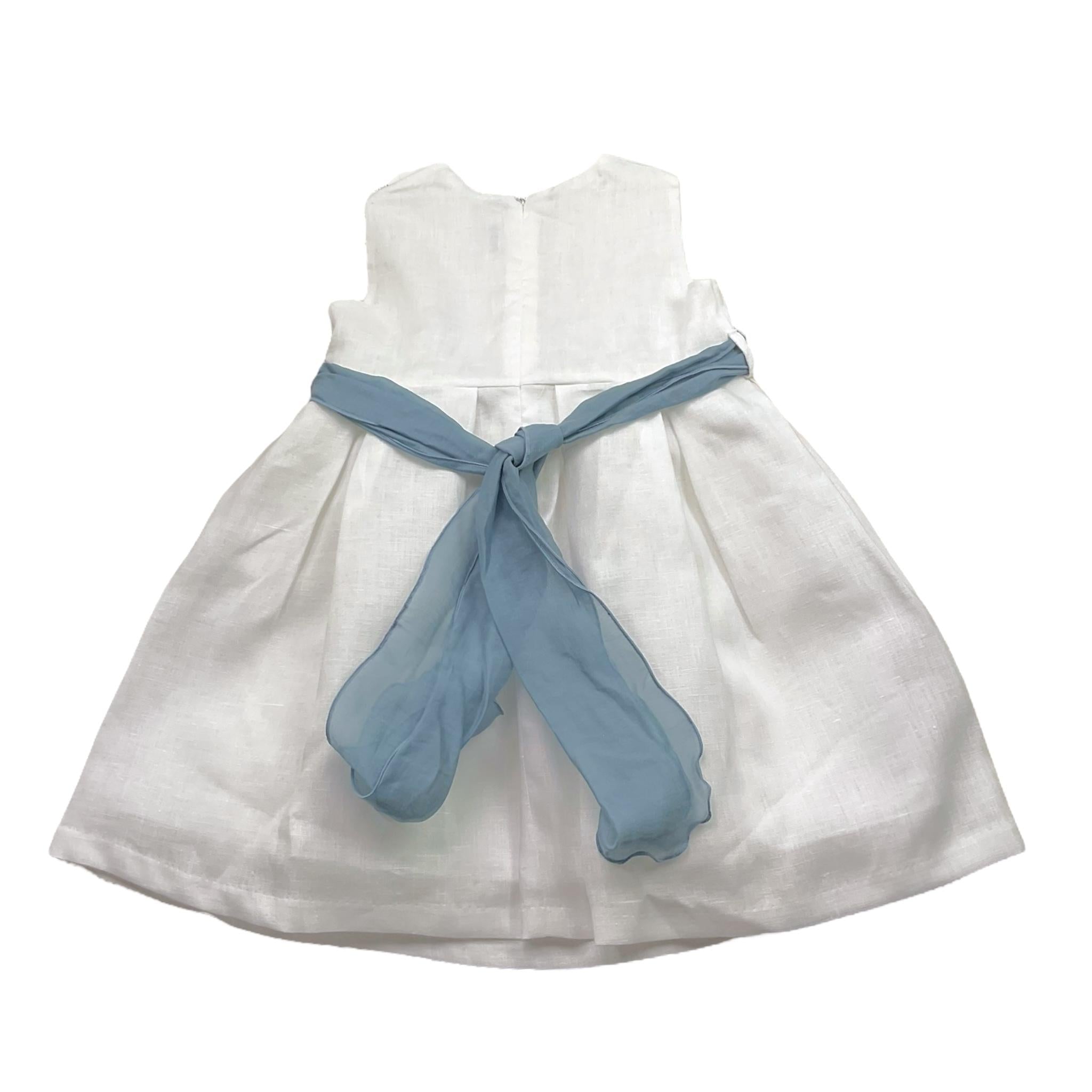 Barcellino Abito Tinta Unita Giromanica con Cintura per Bambina 120918 BIANCO BARCELLINO 