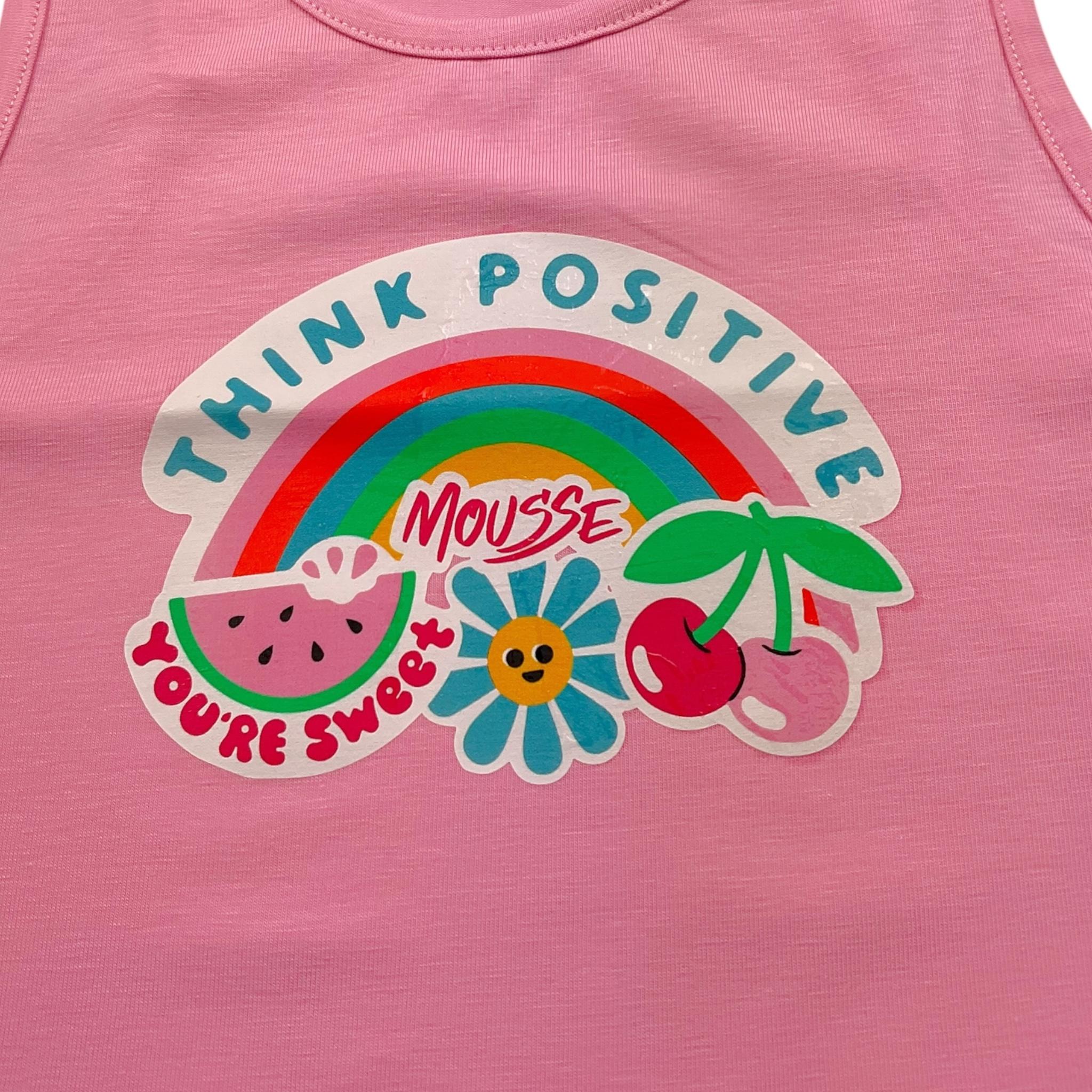 Mousse Canotta Girocollo Tinta Unita con Stampa per Bambina SKTC377P ROSA MOUSSE 