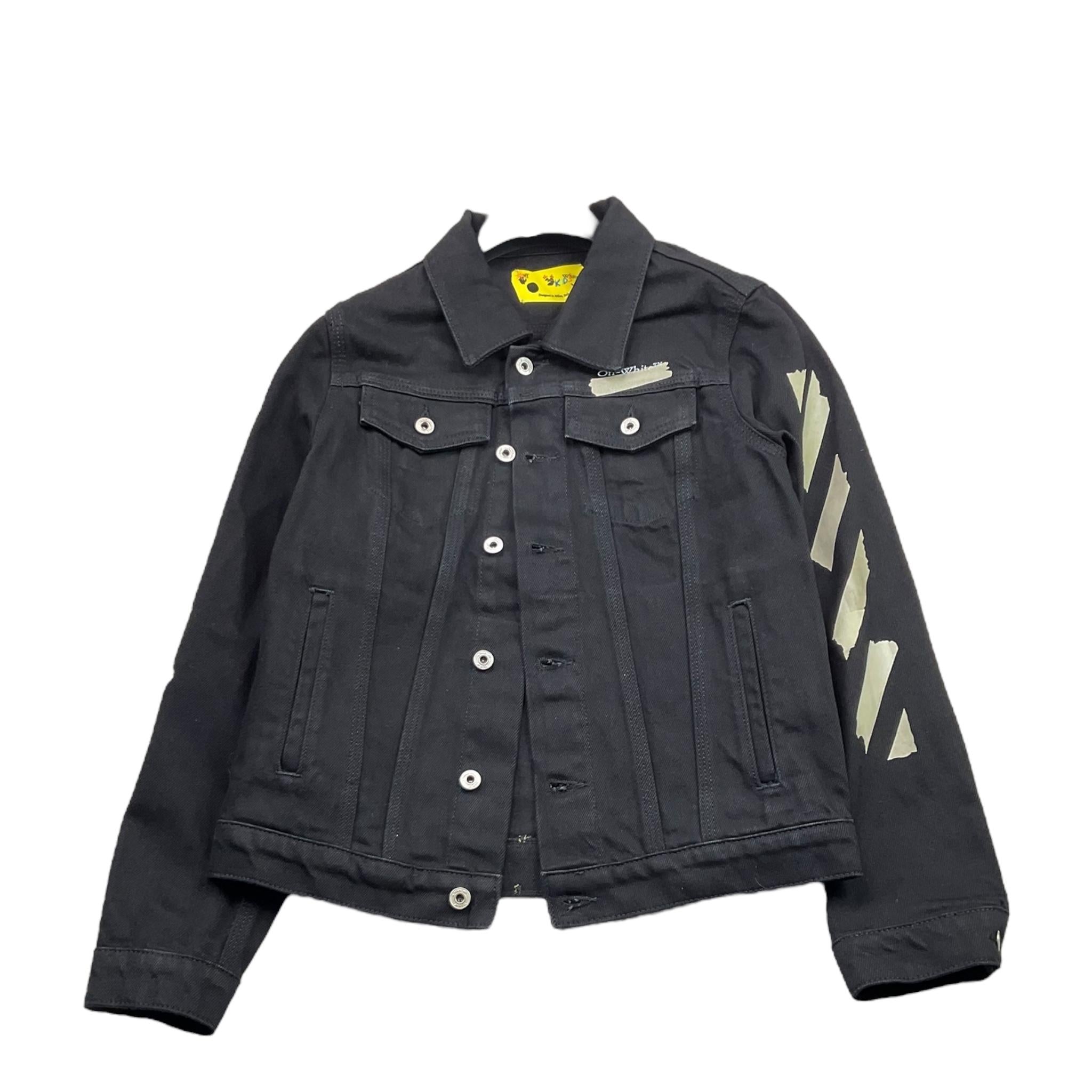 OFF-WHITE giubbino in denim tinta unita con stampa Nero per Bambino OBYE001F23 NERO OFF-WHITE 