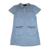 John Richmond Abito Tinta Unita con Colletto E Brillantini per Bambina RGP26187VE AZZURRO JOHN RICHMOND 