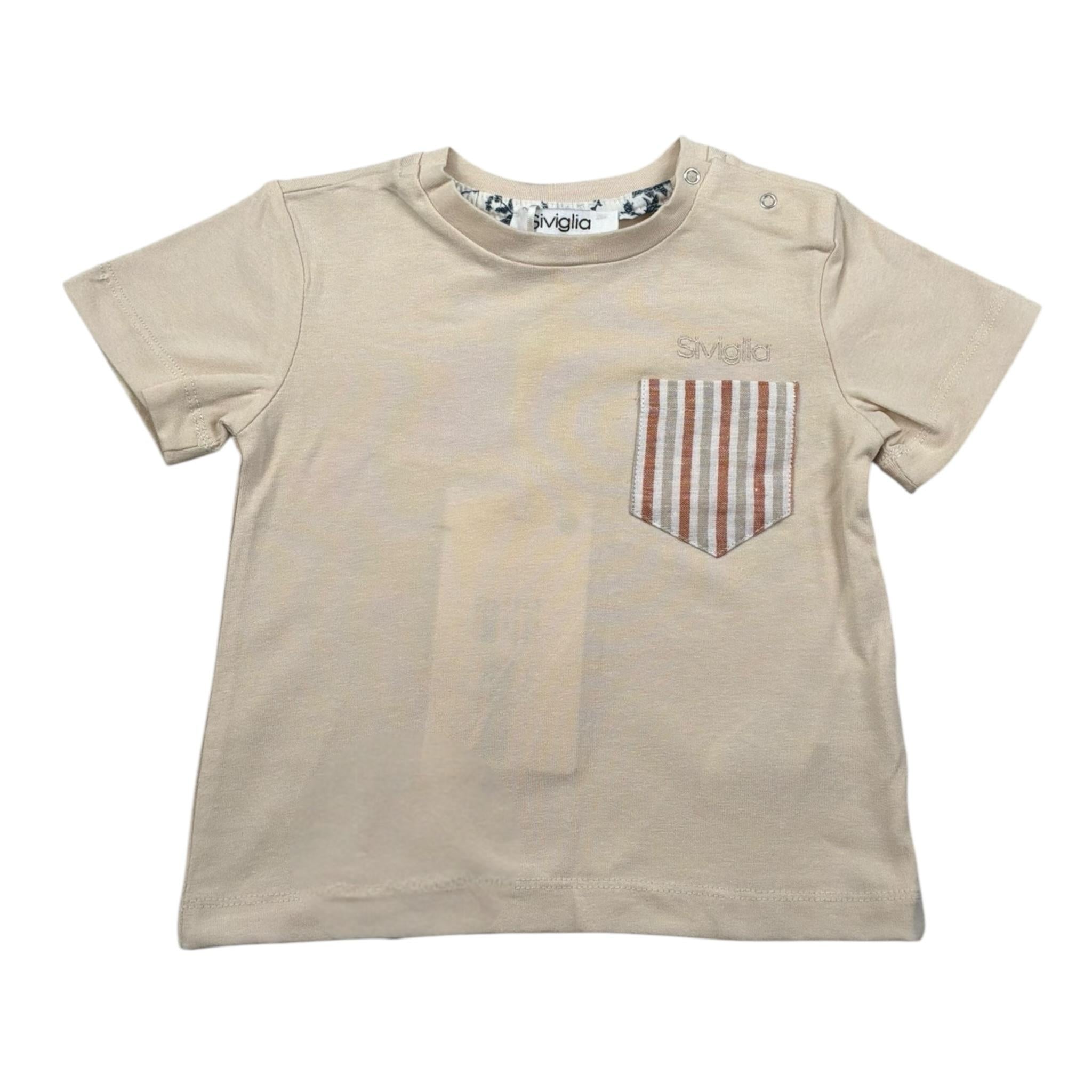Siviglia T-Shirt Girocollo Tinta Unita con Taschino per Neonato SVNTS17285N BEIGE SIVIGLIA 