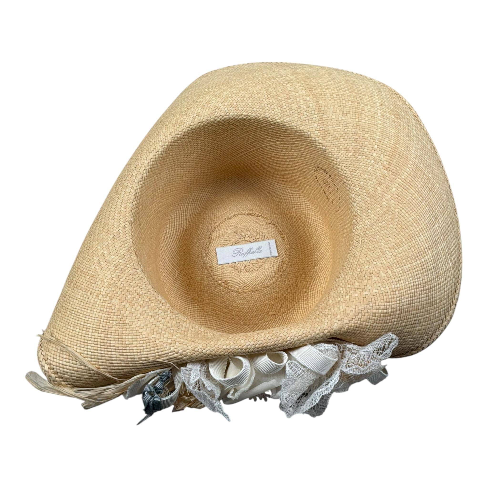 Raffaella Cappello Paglia Tinta Unita con Applicazioni per Bambina CISTER GIALLO RAFFAELLA 