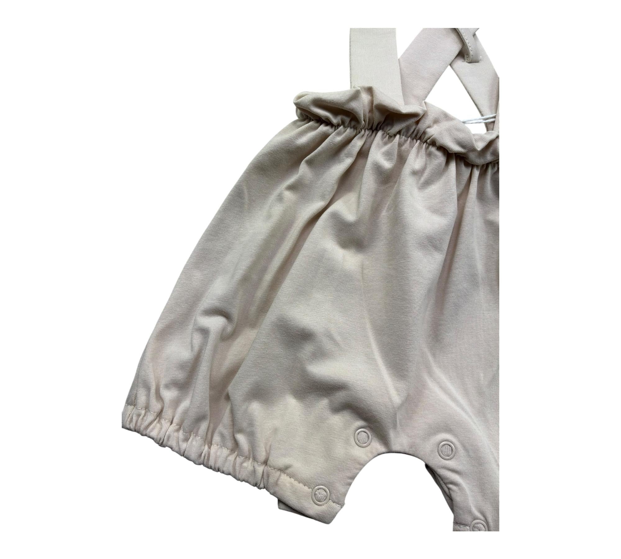 Le Bebe Pagliaccetto Tinta Unita con Bretelle per Neonata LBG6310 BEIGE LE BEBE 