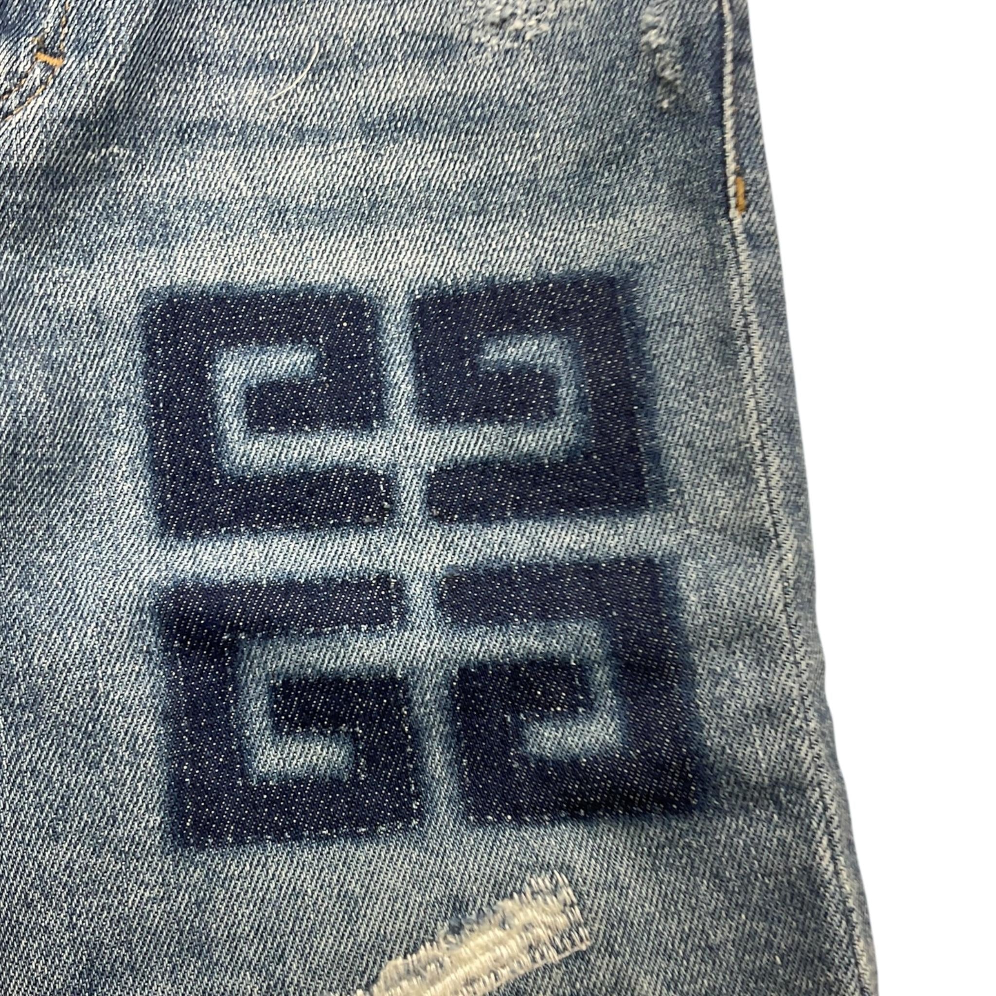 Givenchy Bermuda Tinta Unita In Denim con Logo per Bambino H30131 AZZURRO GIVENCHY 