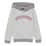 TOMMY HILFIGER felpa chiusa con cappuccio tinta unita con logo Grigio per Bambino KB0KB09190 GRIGIO TOMMY HILFIGER 