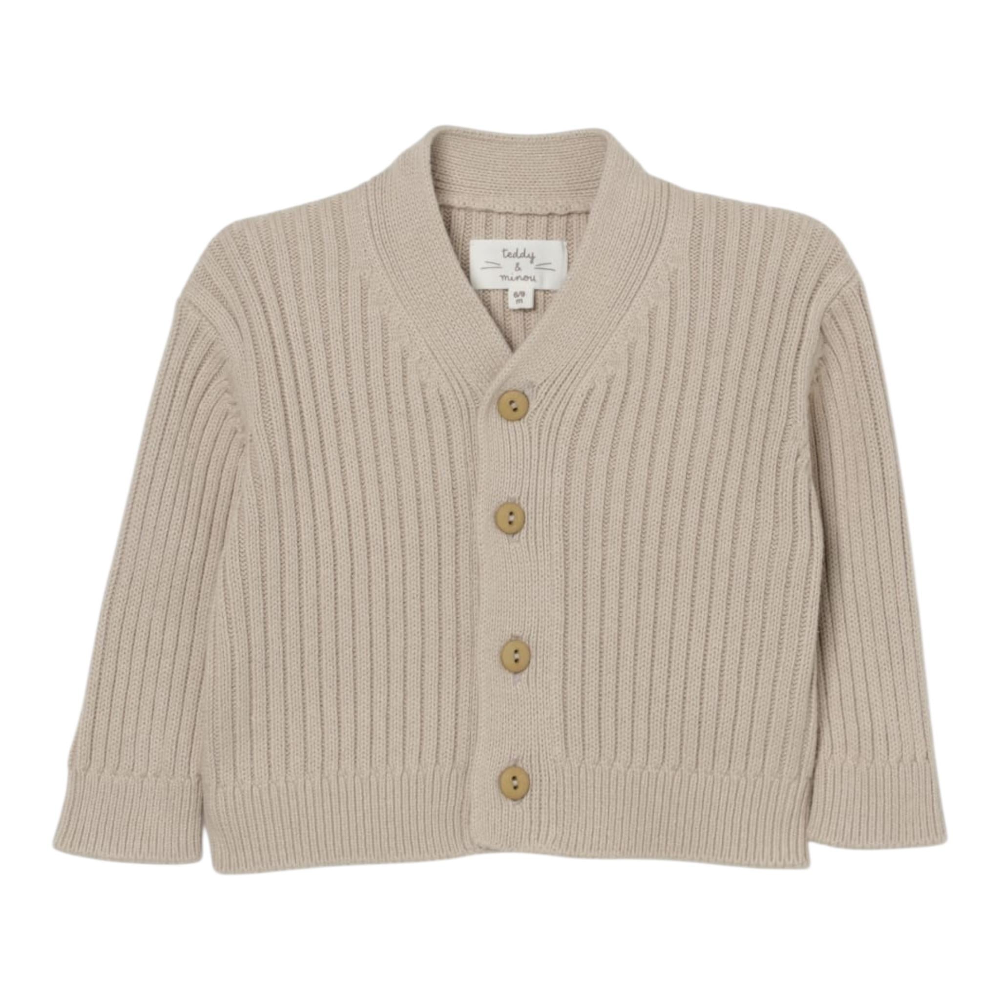 Teddy E Minou Cardigan Tinta Unita Scollo A V per Neonato E25ML009EM109 BEIGE TEDDY E MINOU 