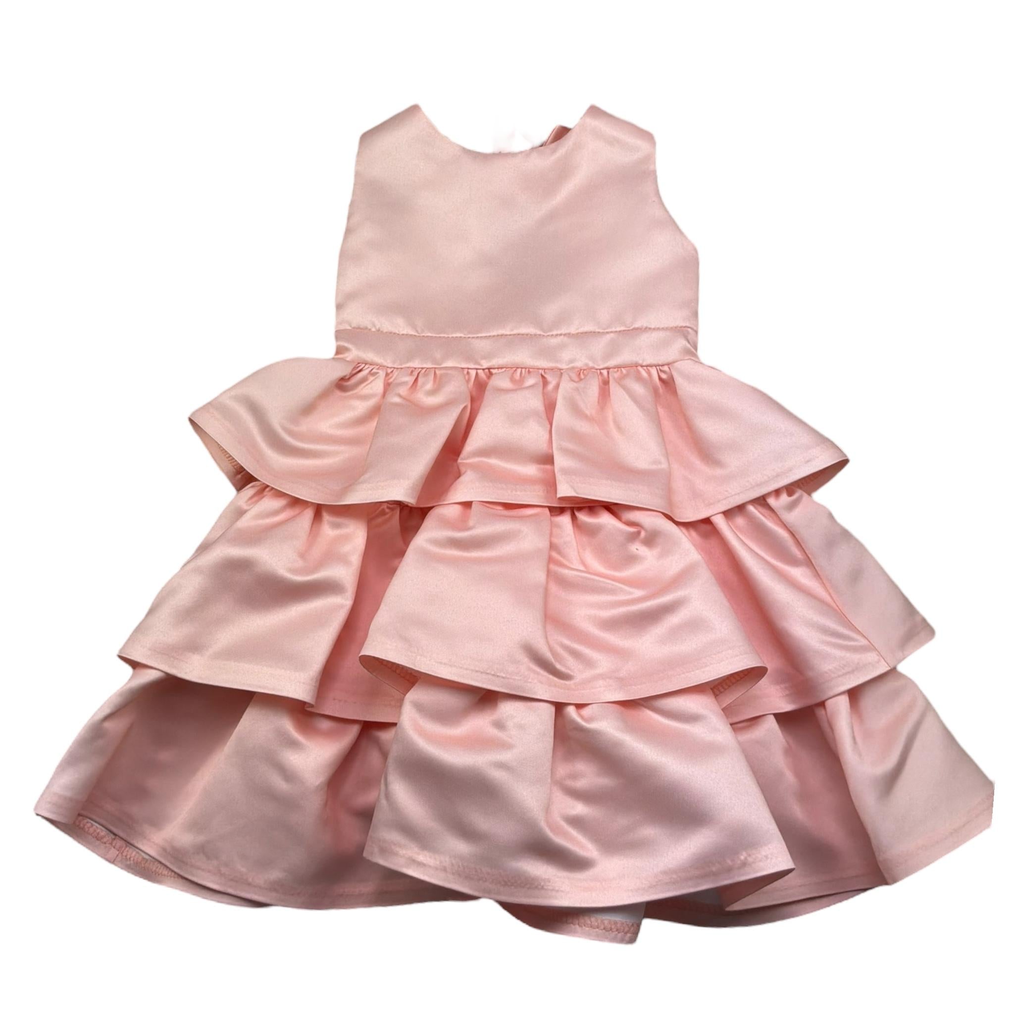 Meilisa Bai Abito Cerimonia Giromanica Tinta Unita con Balze per Bambina FL6262 PESCA MEILISA BAI 