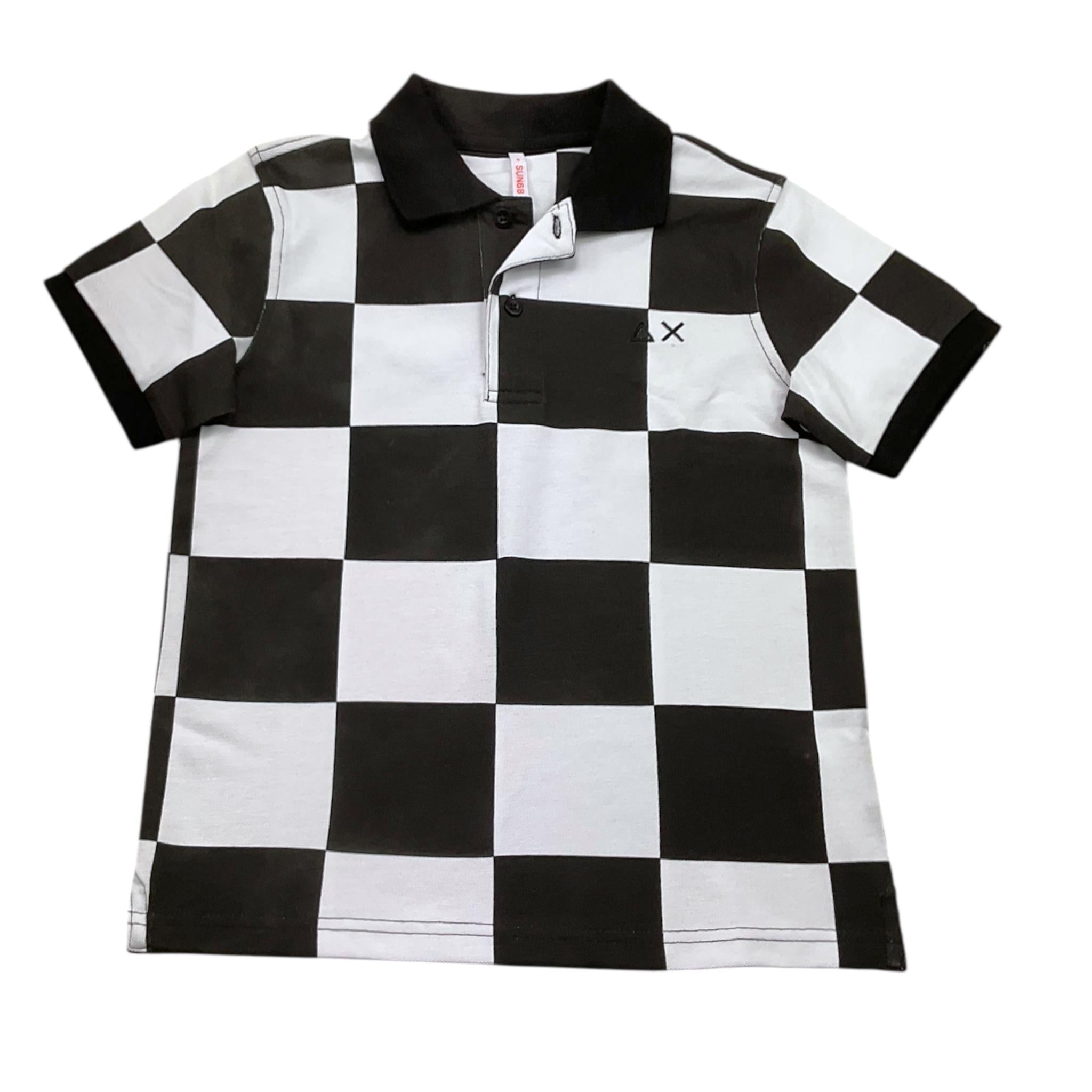 Suns68 Polo Mezza Manica Bicolore con Fantasia per Bambino CPA35329 BIANCO/NERO SUNS68 