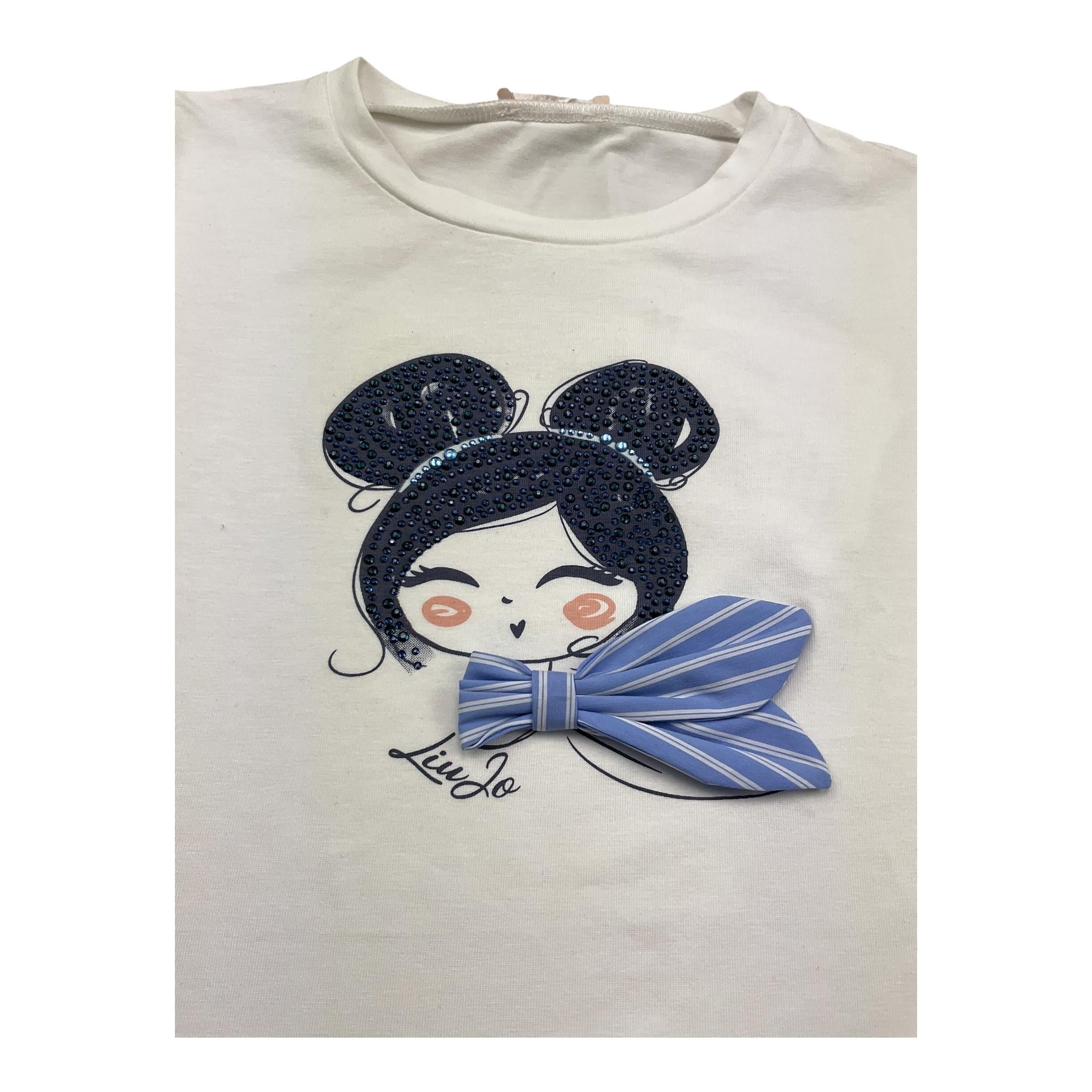 Liu Jo T-Shirt Tinta Unita Girocollo con Stampa per Bambina KA5039X BIANCO LIU JO 