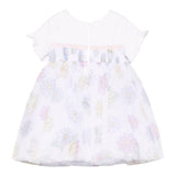 Monnalisa Abito Mezza Manica con Gonna Tulle per Bambina 31E906J BIANCO MONNALISA 