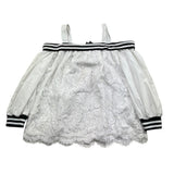 Monnalisa Top Manica Lunga Tinta Unita con Ricami per Bambina 493300 BIANCO MONNALISA 