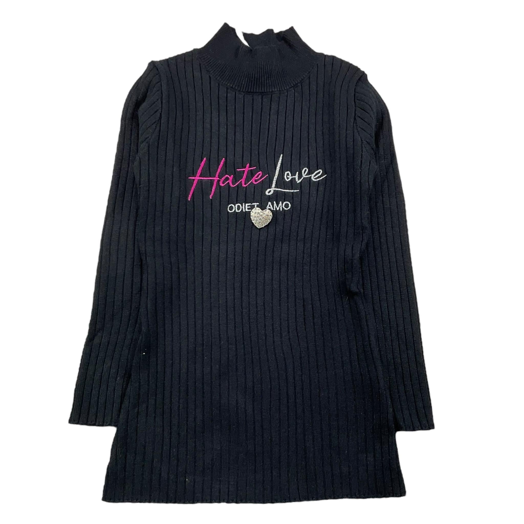 ODI ET AMO abito manica lunga tinta unita con ricami Nero per Bambina ODJDR15359 NERO ODI ET AMO 