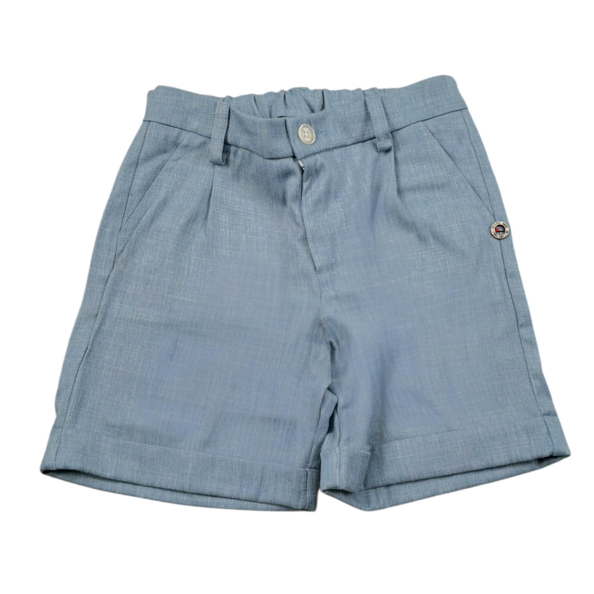 Please Bermuda Tinta Unita con Elastico In Vita per Bambino RB27130B73J AZZURRO PLEASE 