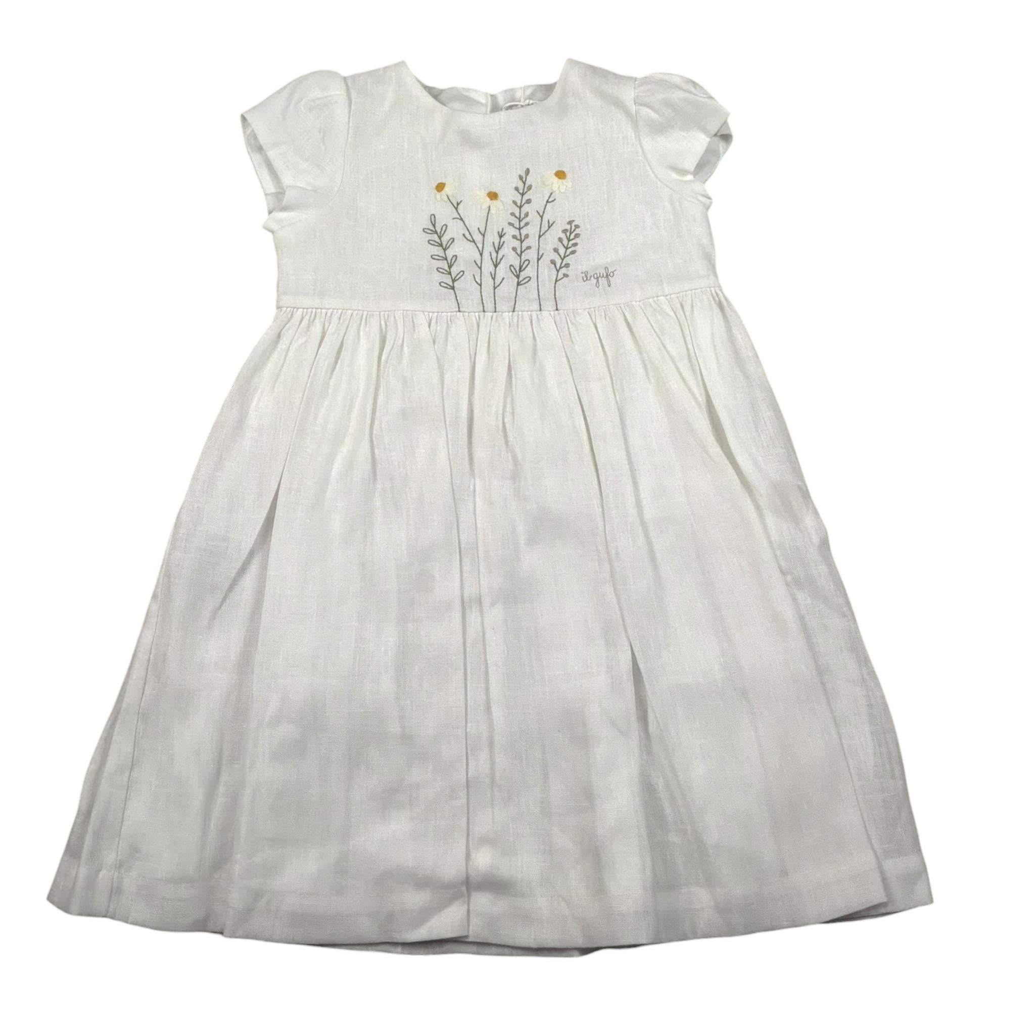 Il Gufo Abito Mezza Manica Tinta Unita con Ricami per Bambina P25VW788L0002J BIANCO IL GUFO 