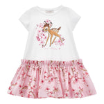 Monnalisa Abito Tinta Unita con Fantasia Fiori per Neonata 11E906XXX BIANCO/ROSA MONNALISA 