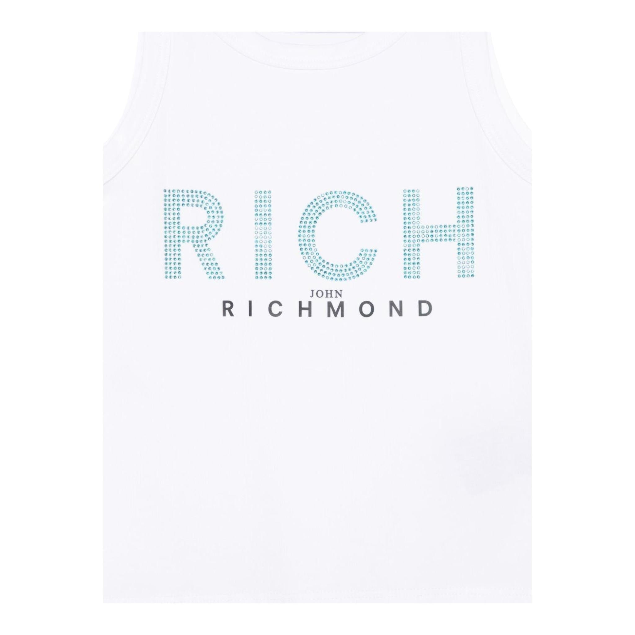 John Richmond Canotta Tinta Unita con Brillantini per Bambina RGP25133CN BIANCO JOHN RICHMOND 