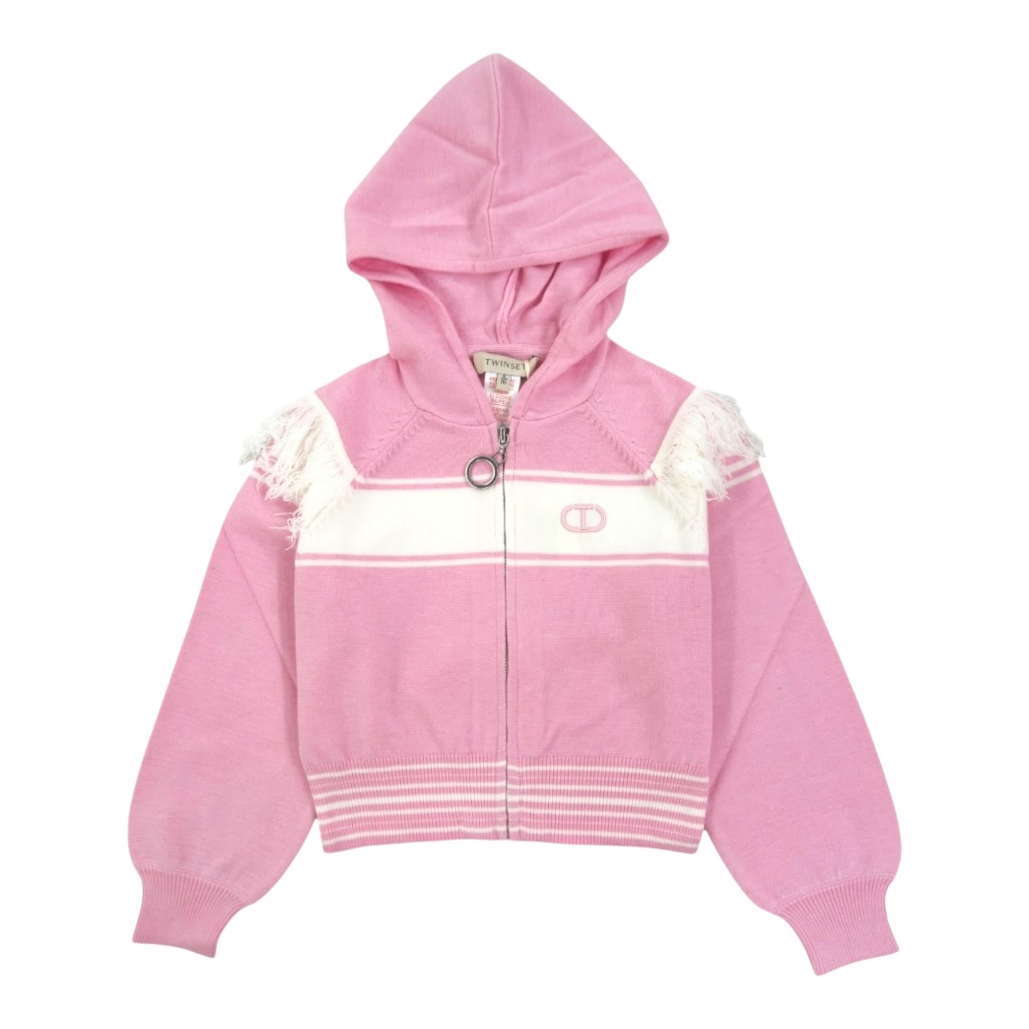 TWINSET maglia tinta unita con stampa zip e cappuccio Rosa per Neonata 242GJ3161XN ROSA TWINSET 