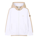 Boss Felpa con Zip E Cappuccio Bicolore per Bambino J51965 BIANCO/BEIGE BOSS 