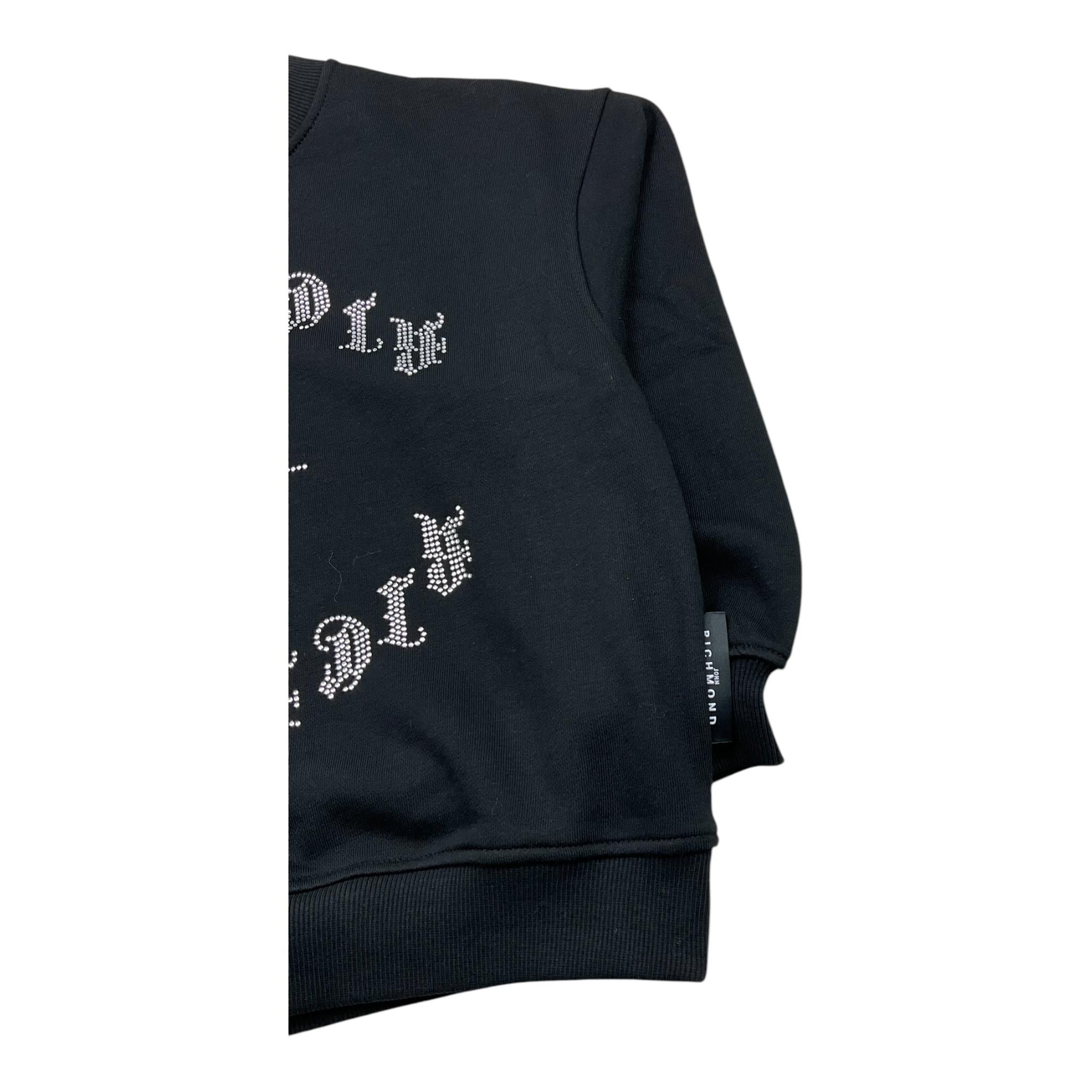 JOHN RICHMOND felpa chiusa girocollo tinta unita con brillantini Nero per Bambina RGA25062FE NERO JOHN RICHMOND 