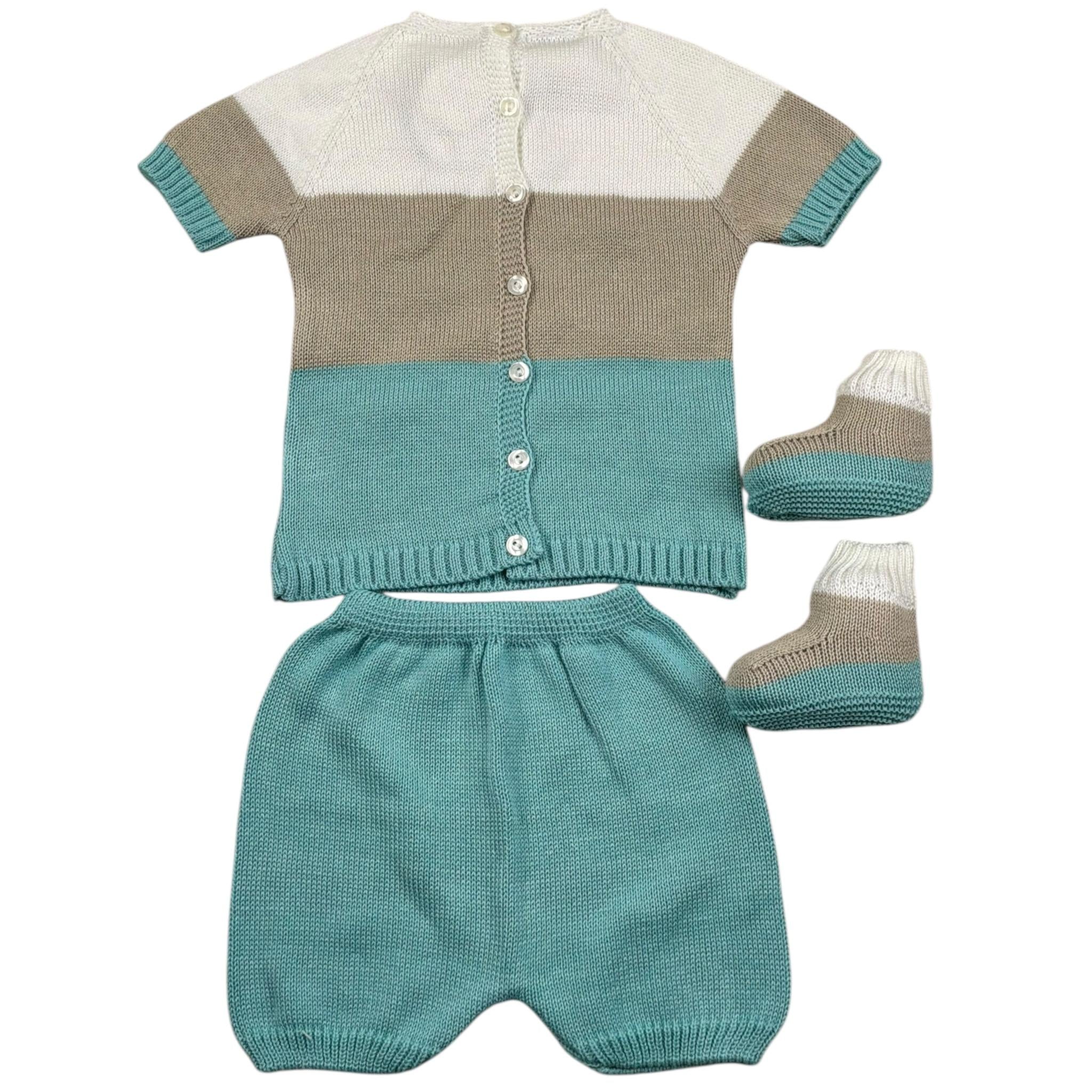 Juliana Completo 3 Pezzi T-Shirt-Culotte-Babbucce per Neonato 25067 MULTICOLOR JULIANA 