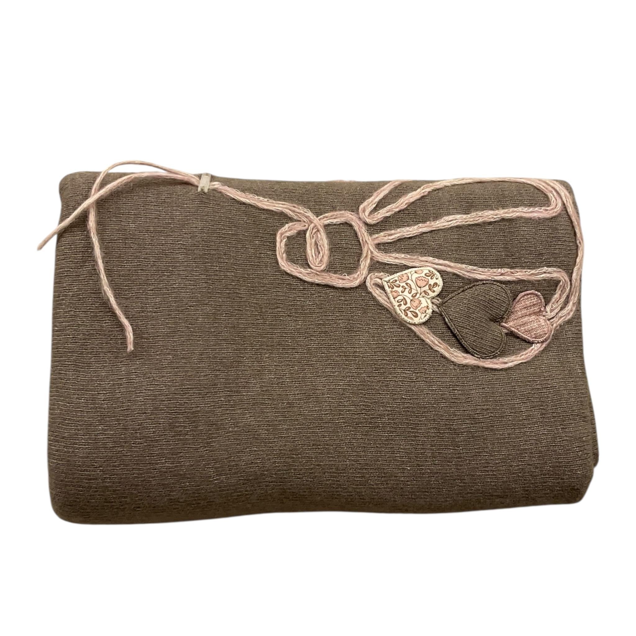 LALALU' coperta tinta unita con ricami in contrasto Tortora per Neonata COL9NX TORTORA LALALU' 