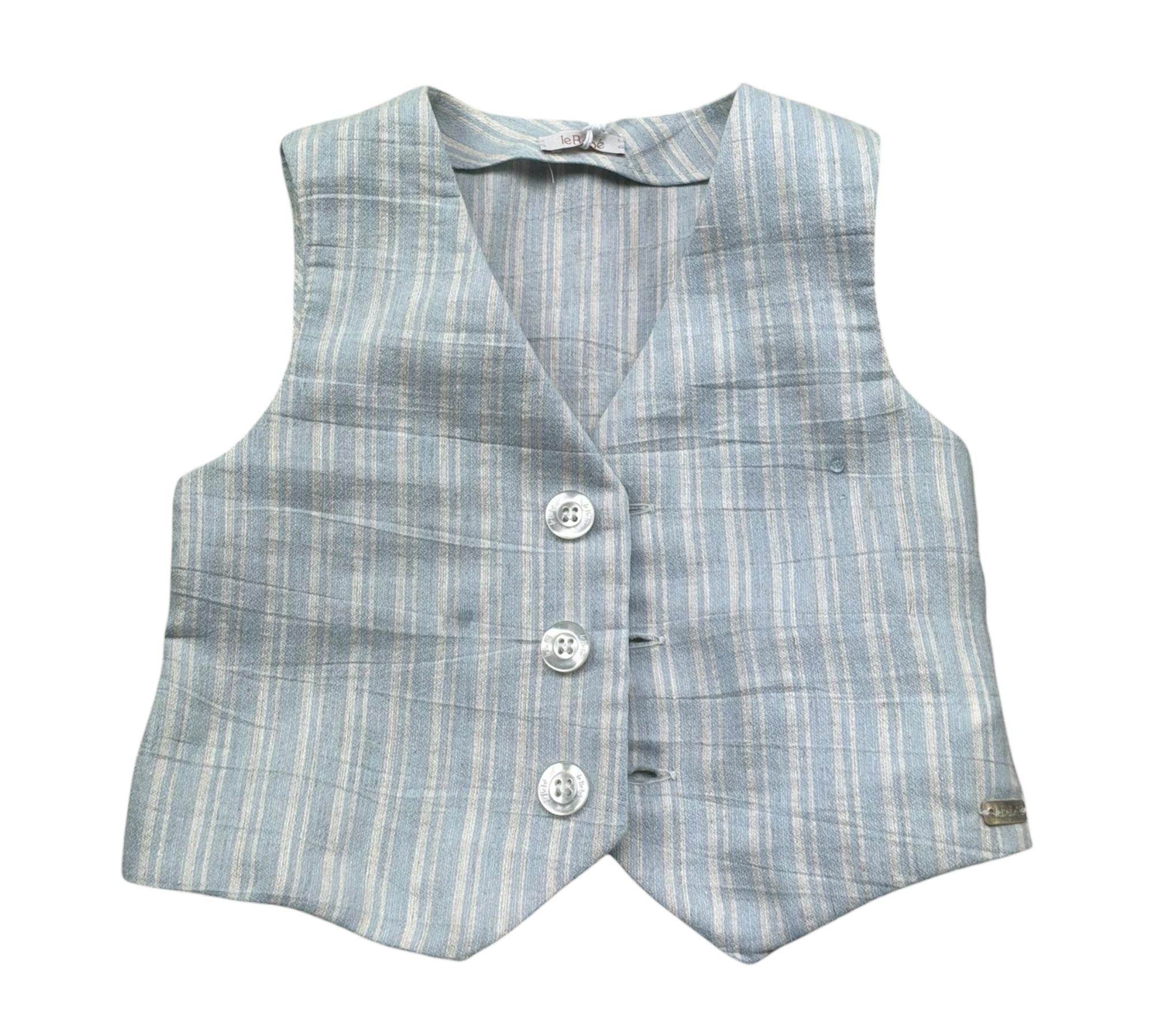 Le Bebe Gilet Tinta Unita con Stampa Fantasia per Neonato LBB5379 AZZURRO LE BEBE 