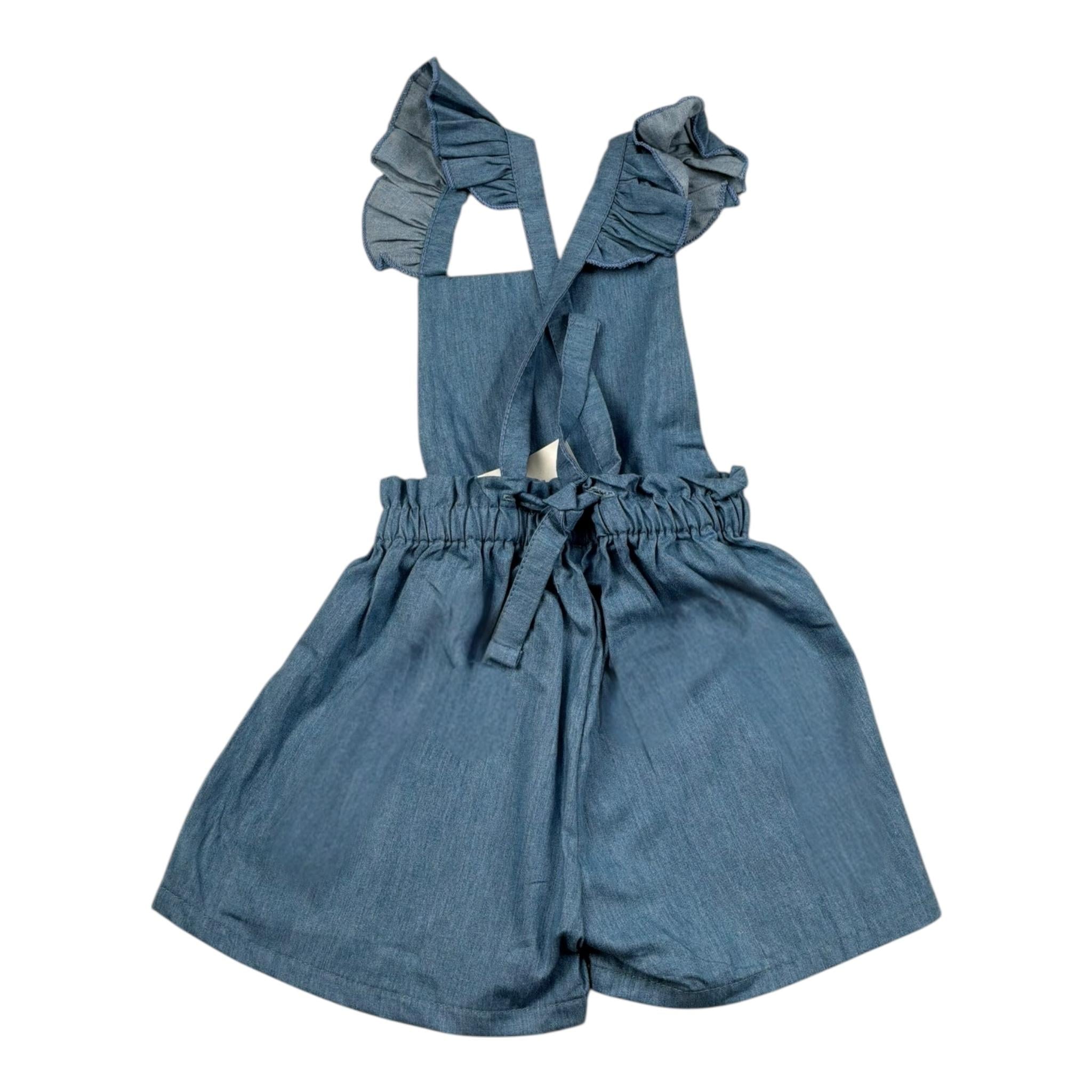 Petit Indi Tuta In Denim Tinta Unita per Neonata SS25BK5137X BLU PETIT INDI 