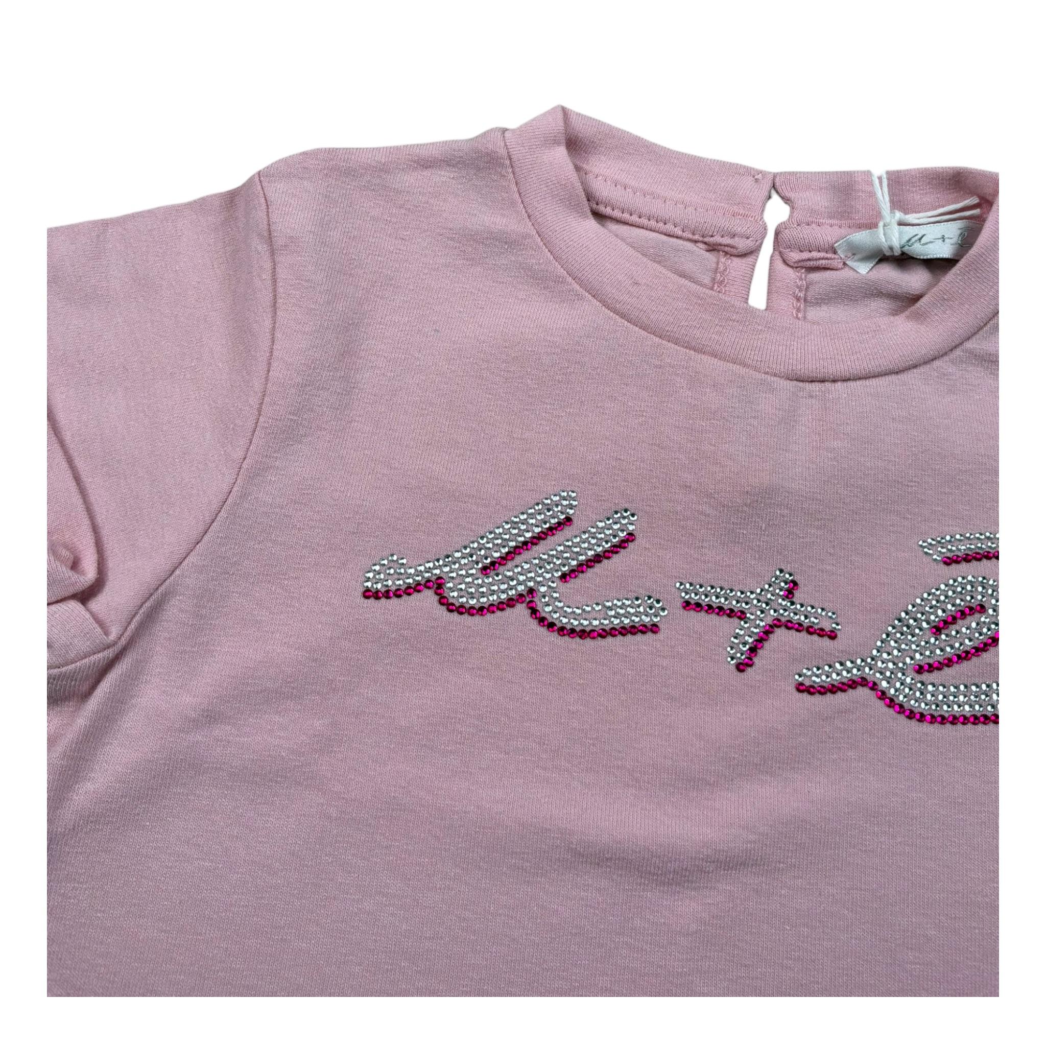 M+E' T-Shirt Girocollo tinta unita con Stampa Rosa per Neonata UE1405 ROSA M+E' 