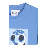Boss T-Shirt Girocollo Tinta Unita con Stampa per Bambino J52110J AZZURRO BOSS 