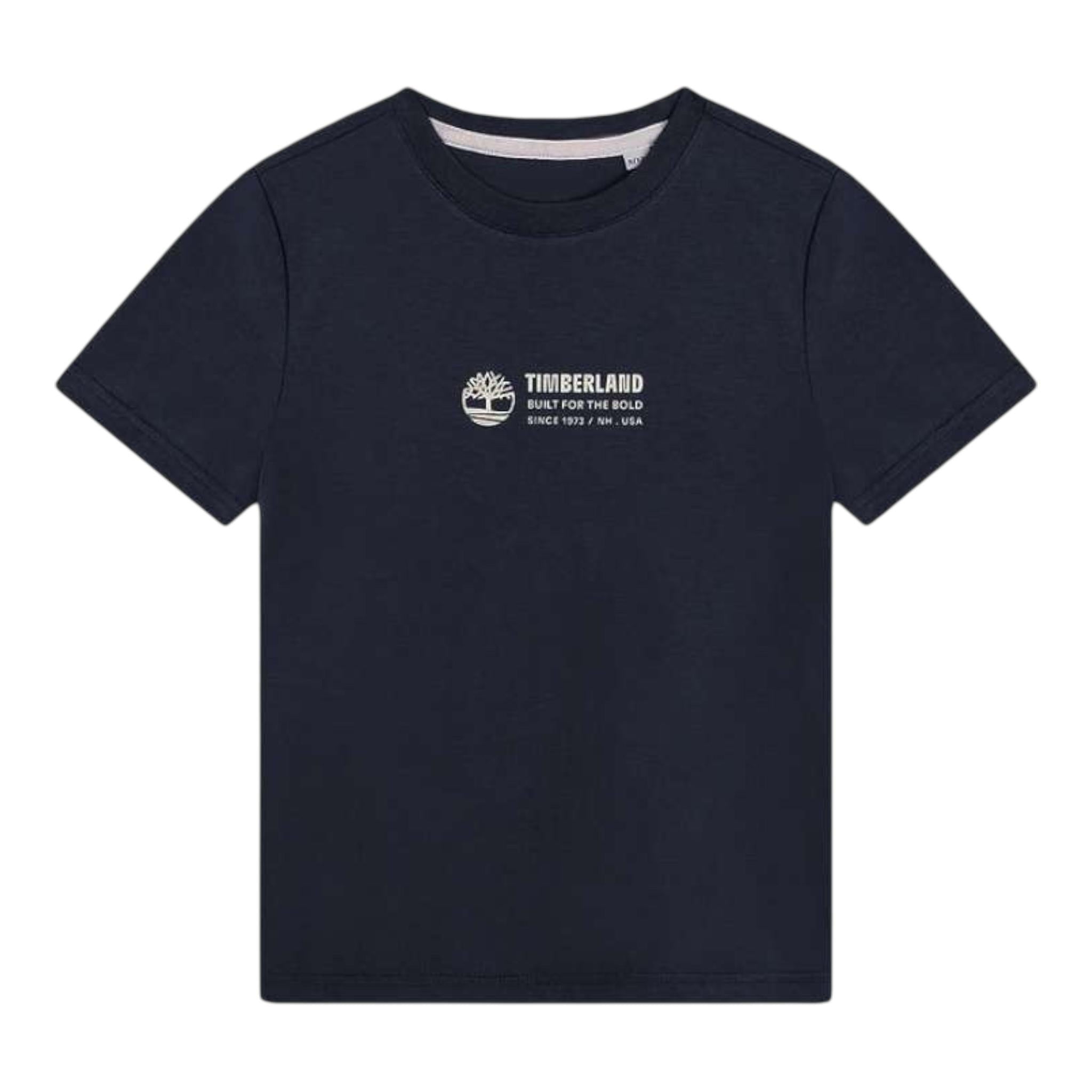 Timberland T-Shirt Girocollo Tinta Unita con Stampa per Bambino T60084 BLU TIMBERLAND 