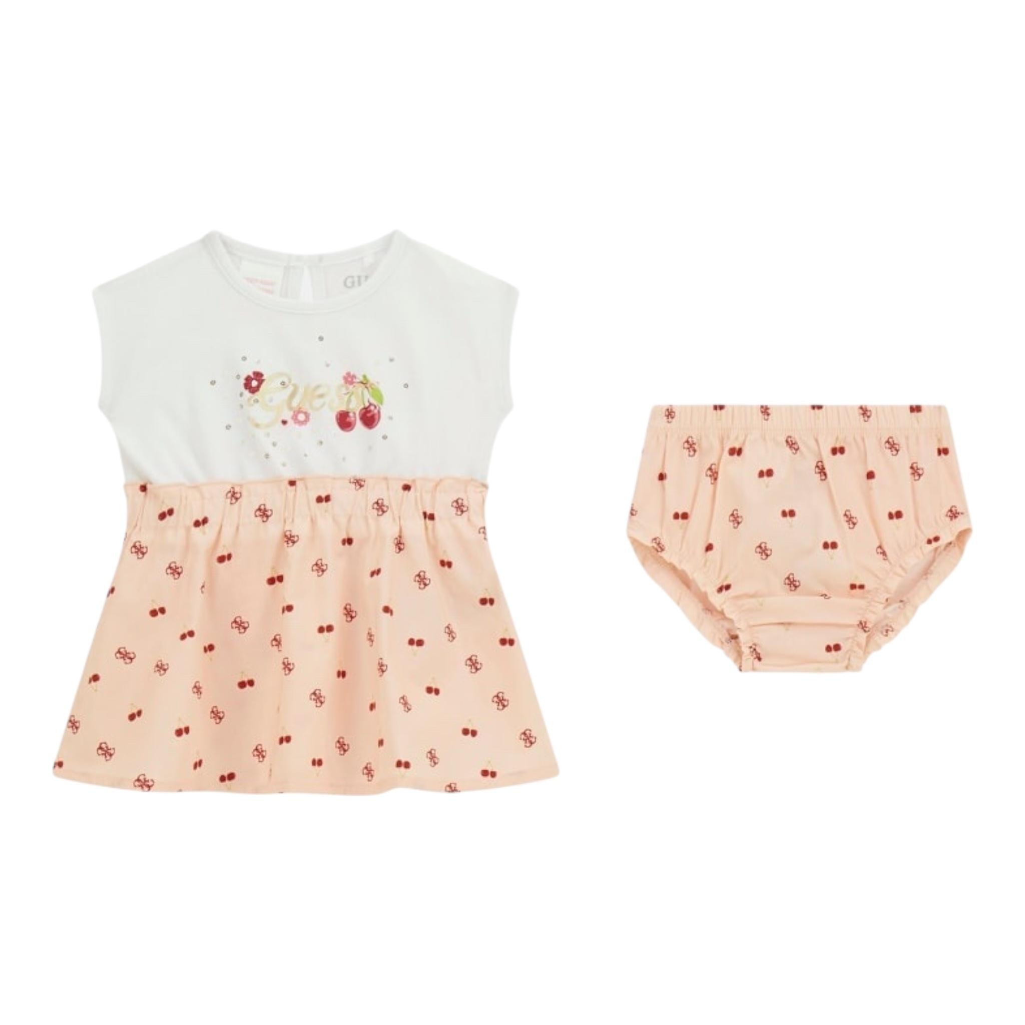 Guess Abito Mezza Manica Bicolore con Culotte per Neonata A5GK00K6YW4 BIANCO GUESS 