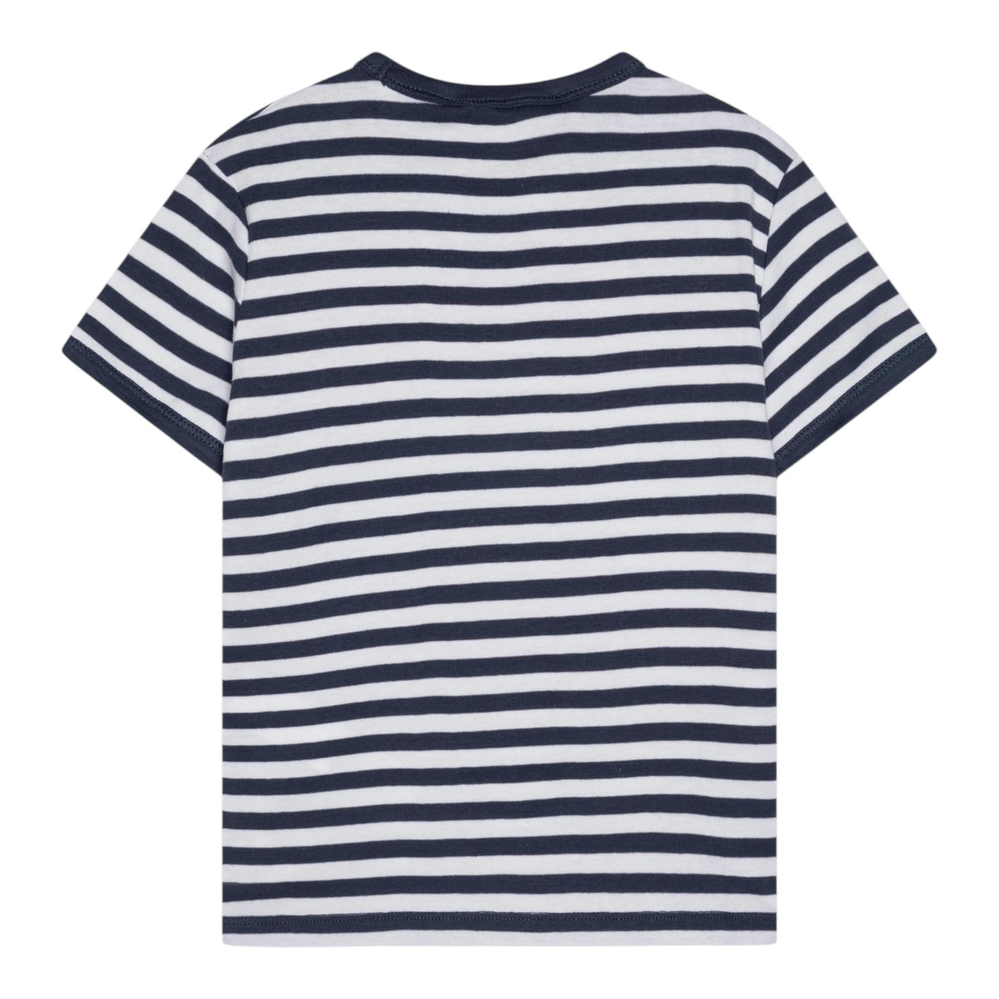 Max Mara T-Shirt Girocollo Fantasia A Righe con Logo per Bambina MX0162 BIANCO/BLU MAX MARA 