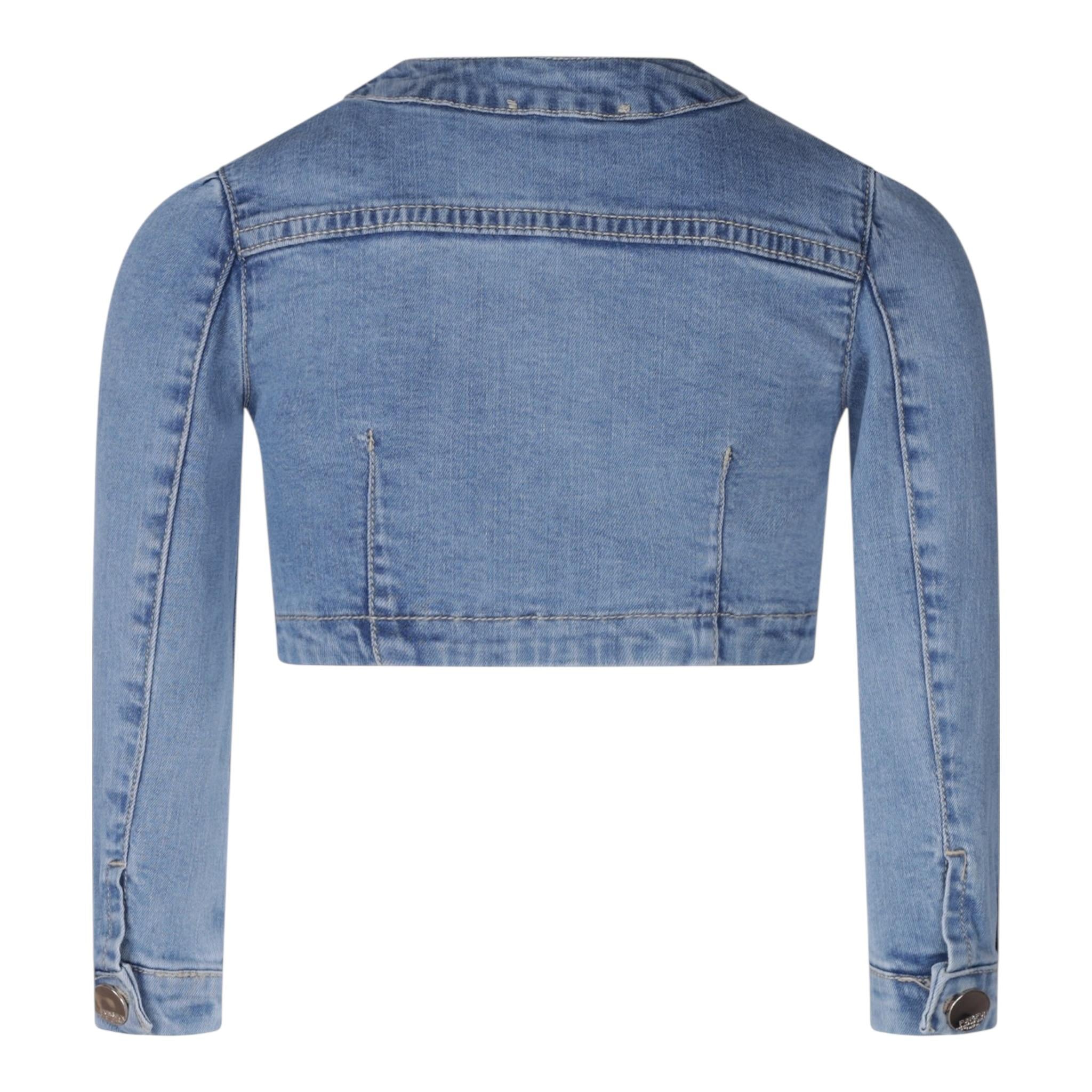 Fun & Fun Giubbino In Denim Modello Crop Azzurro per Bambina FNCBJK16530X AZZURRO FUN & FUN 