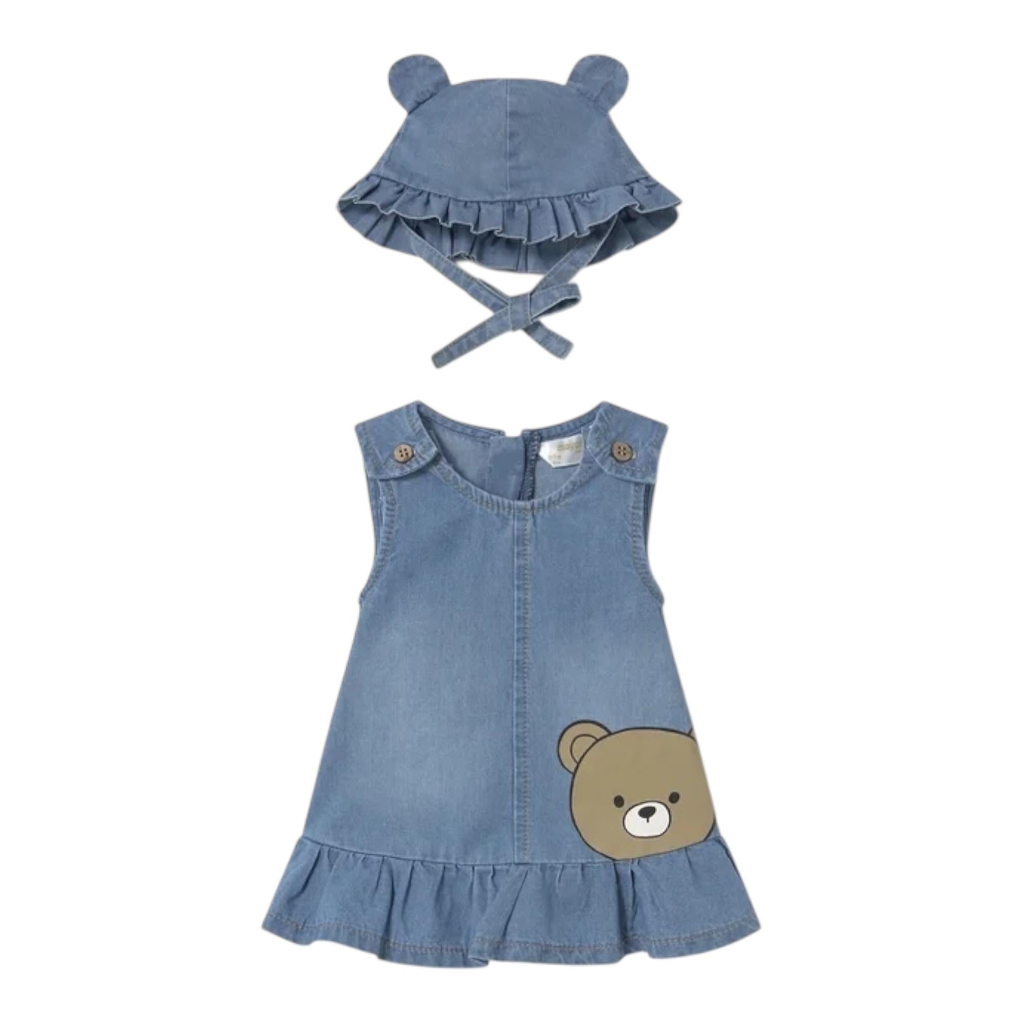 Mayoral Set Abito In Denim-Cappello per Neonata 1871 BLU MAYORAL 
