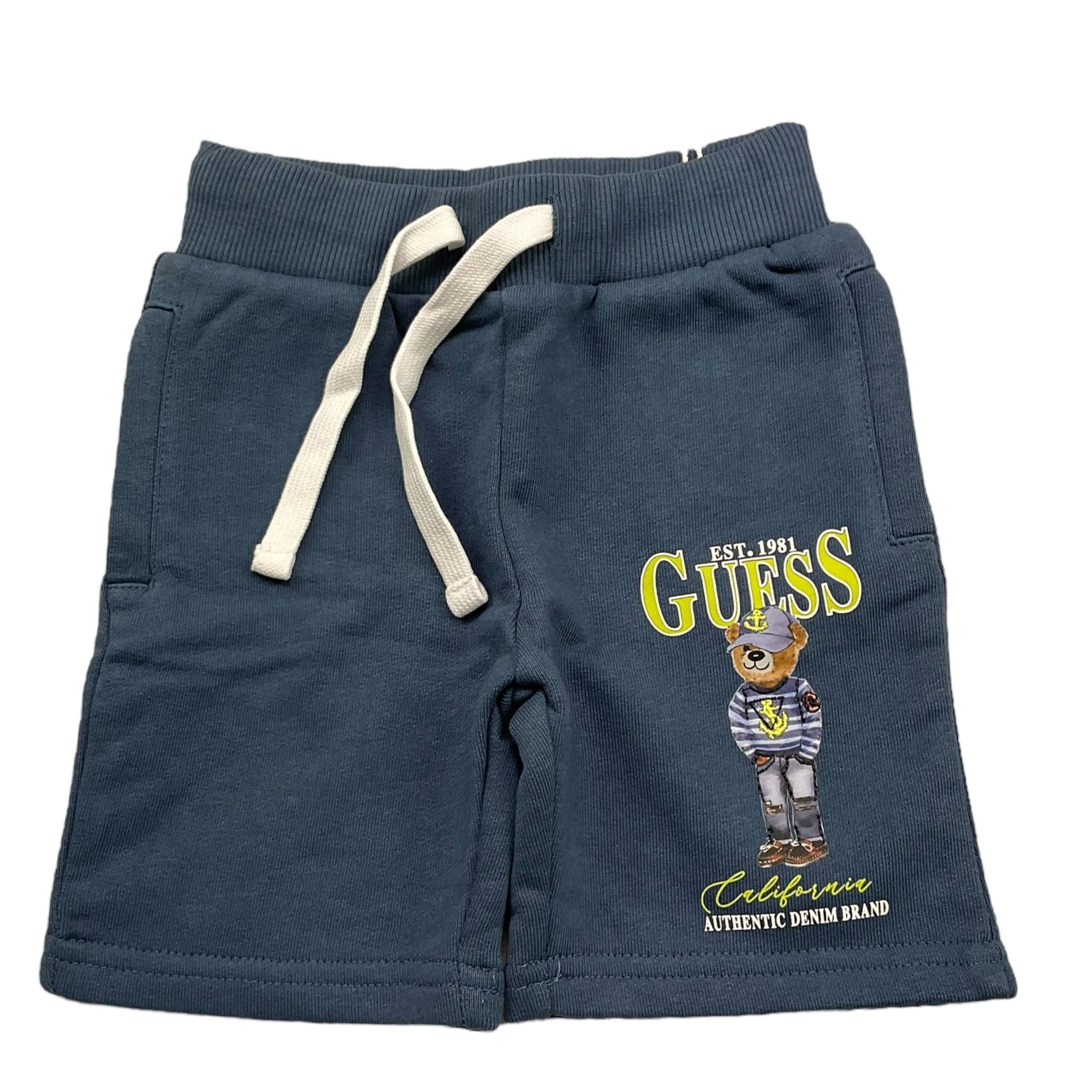 Guess Bermuda Tinta Unita In Tuta per Neonato N5RD03KAD74 PETROLIO GUESS 