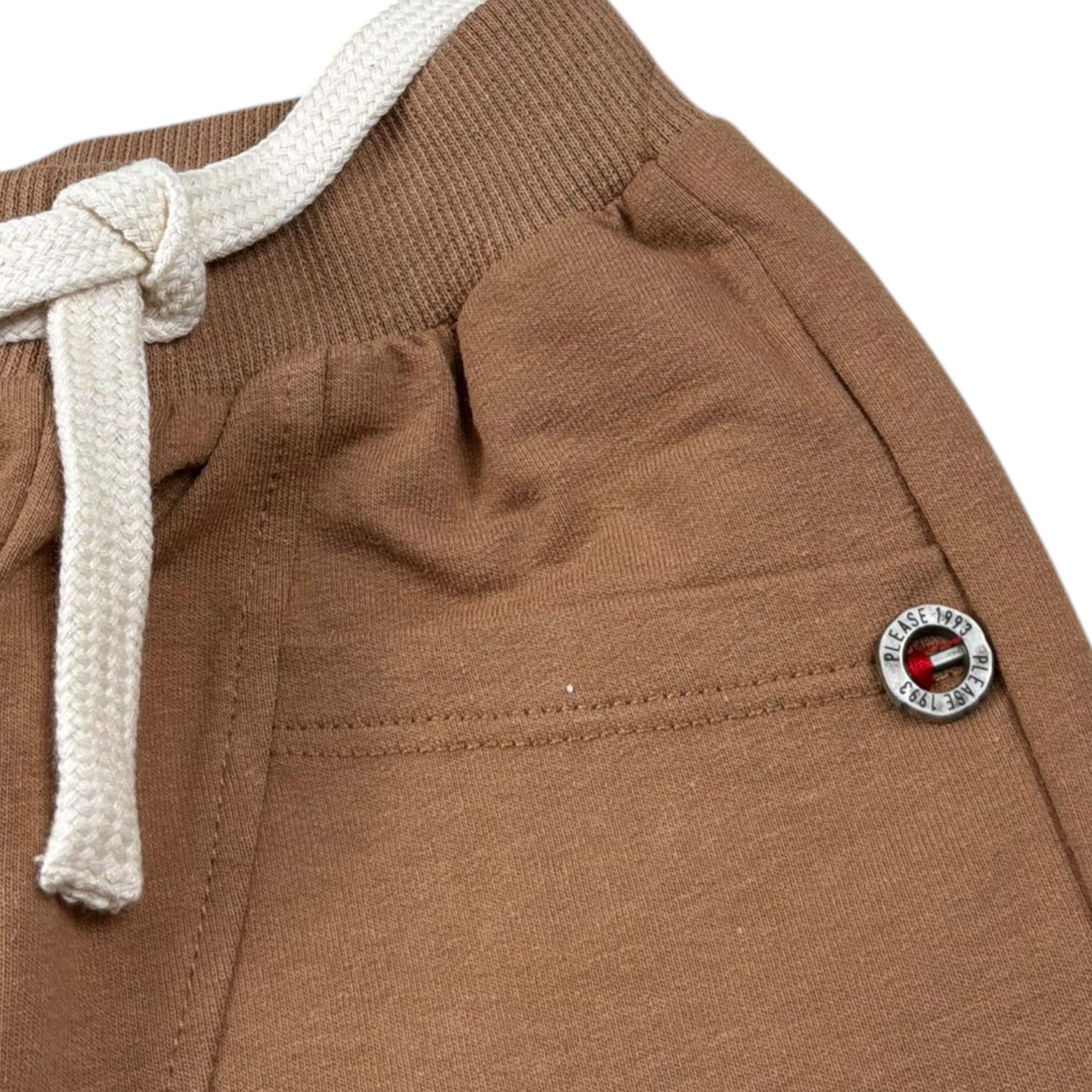 Please Pantalone Modello Tuta Tinta Unita per Neonato DJ16042B71 CAMMELLO PLEASE 