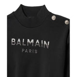 Balmain Felpa Chiusa Mezzo Collo Tinta Unita con Logo per Bambina BV4A90 NERO BALMAIN 