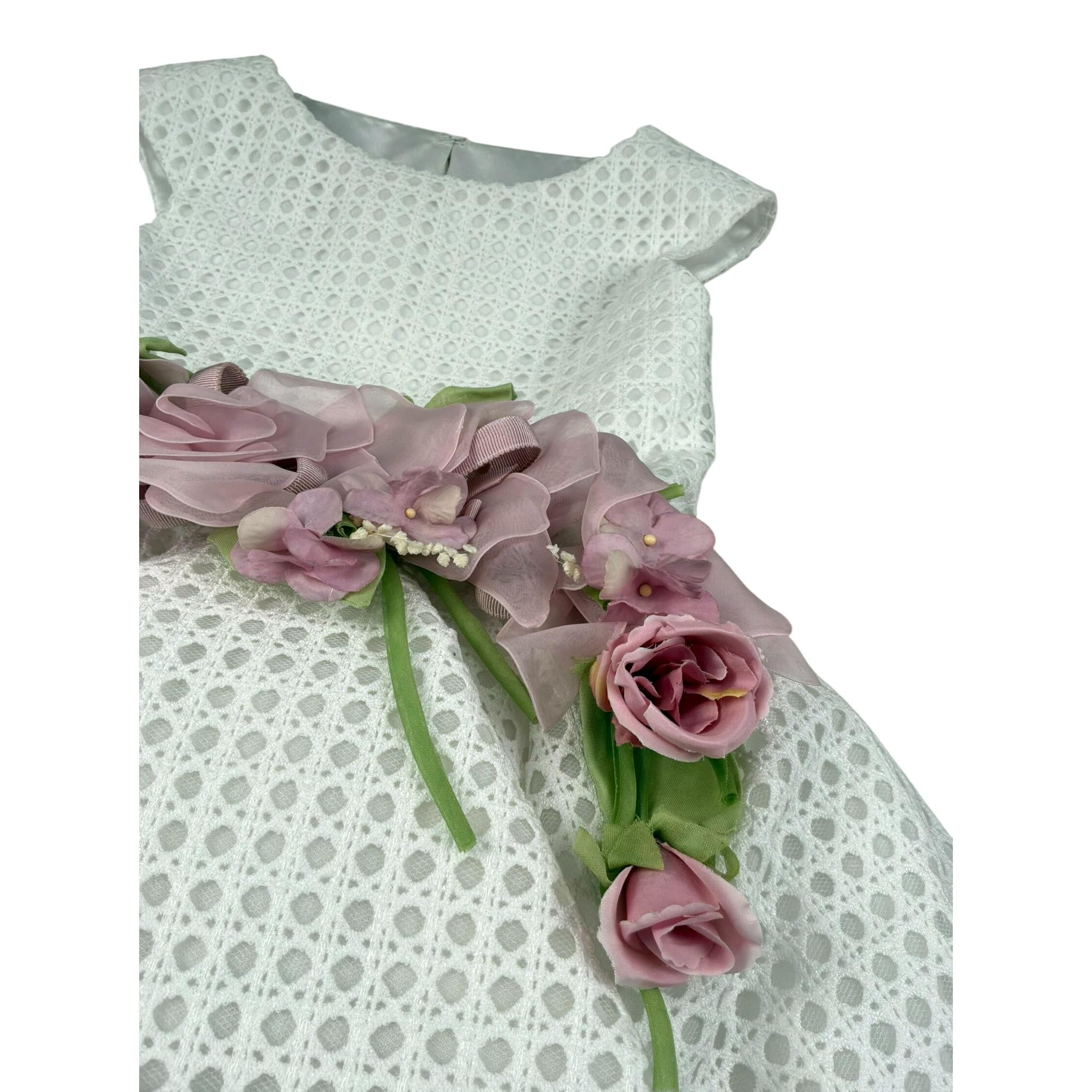 Raffaella Abito Cerimonia Tinta Unita Mezza Manica per Bambina ABRF BIANCO RAFFAELLA 