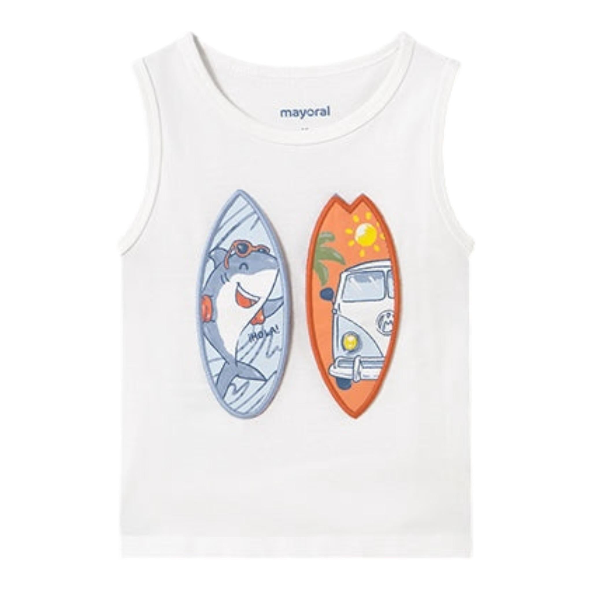 Mayoral Canotta Girocollo Tinta Unita con Stampa per Neonato 1069X BIANCO MAYORAL 