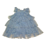 Prinsessefin Abito Tinta Unita con Tulle E Fantasia Stelle per Bambina STARDRESS AZZURRO PRINSESSEFIN 