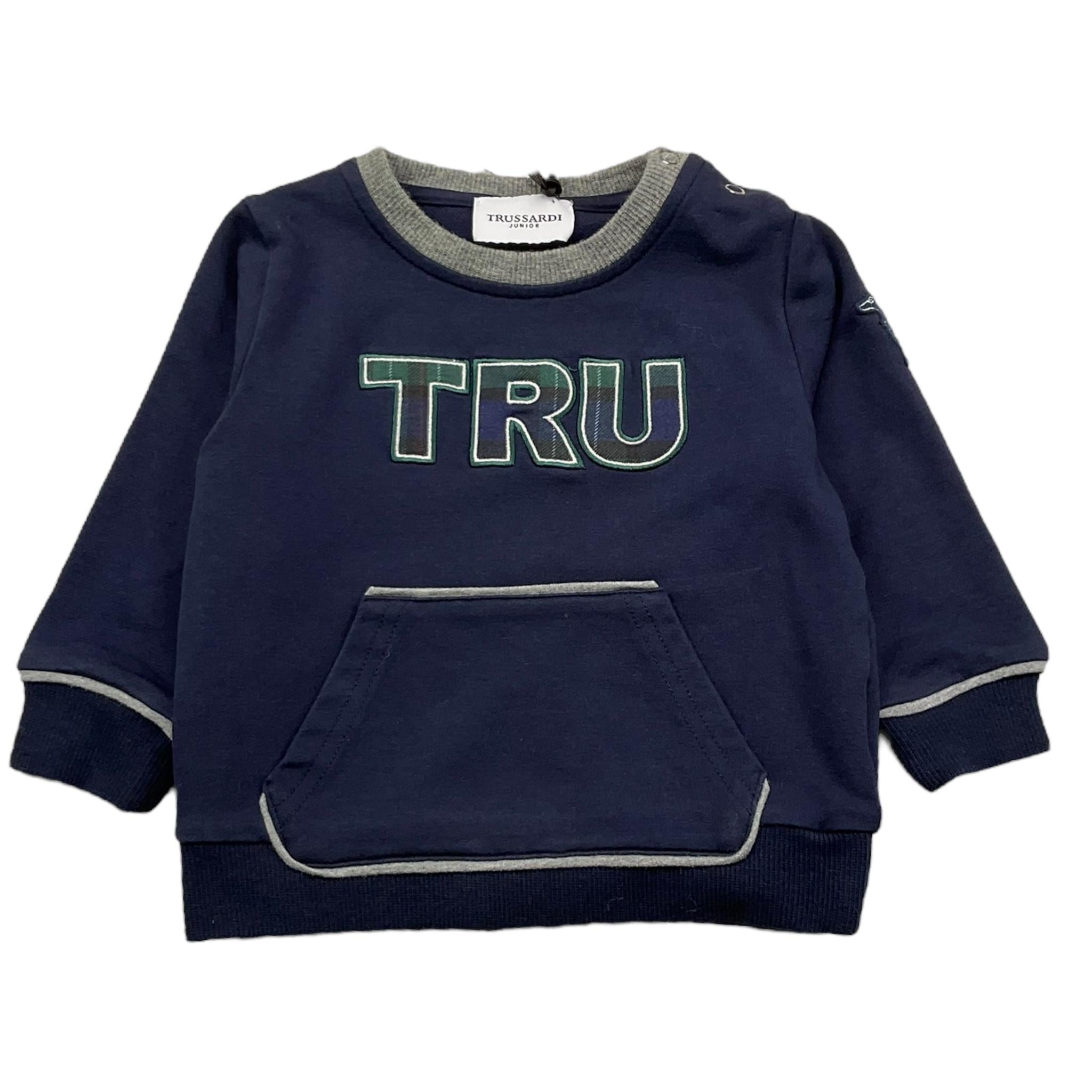 TRUSSARDI felpa chiusa girocollo tinta unita Blu per Neonato TIA25040 BLU TRUSSARDI 