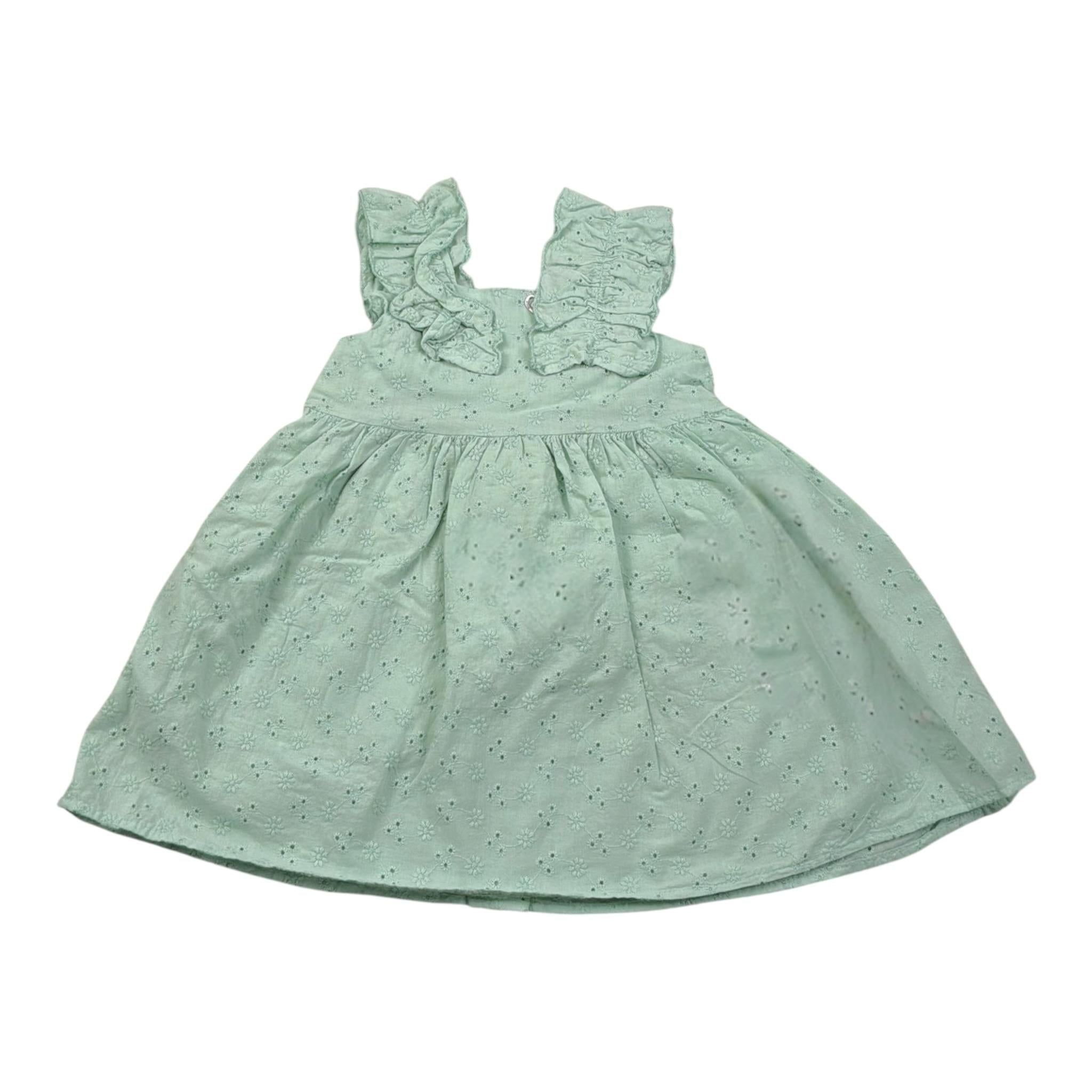 Please Abito Tinta Unita Traforato per Neonata AB08249G71 VERDE ACQUA PLEASE 