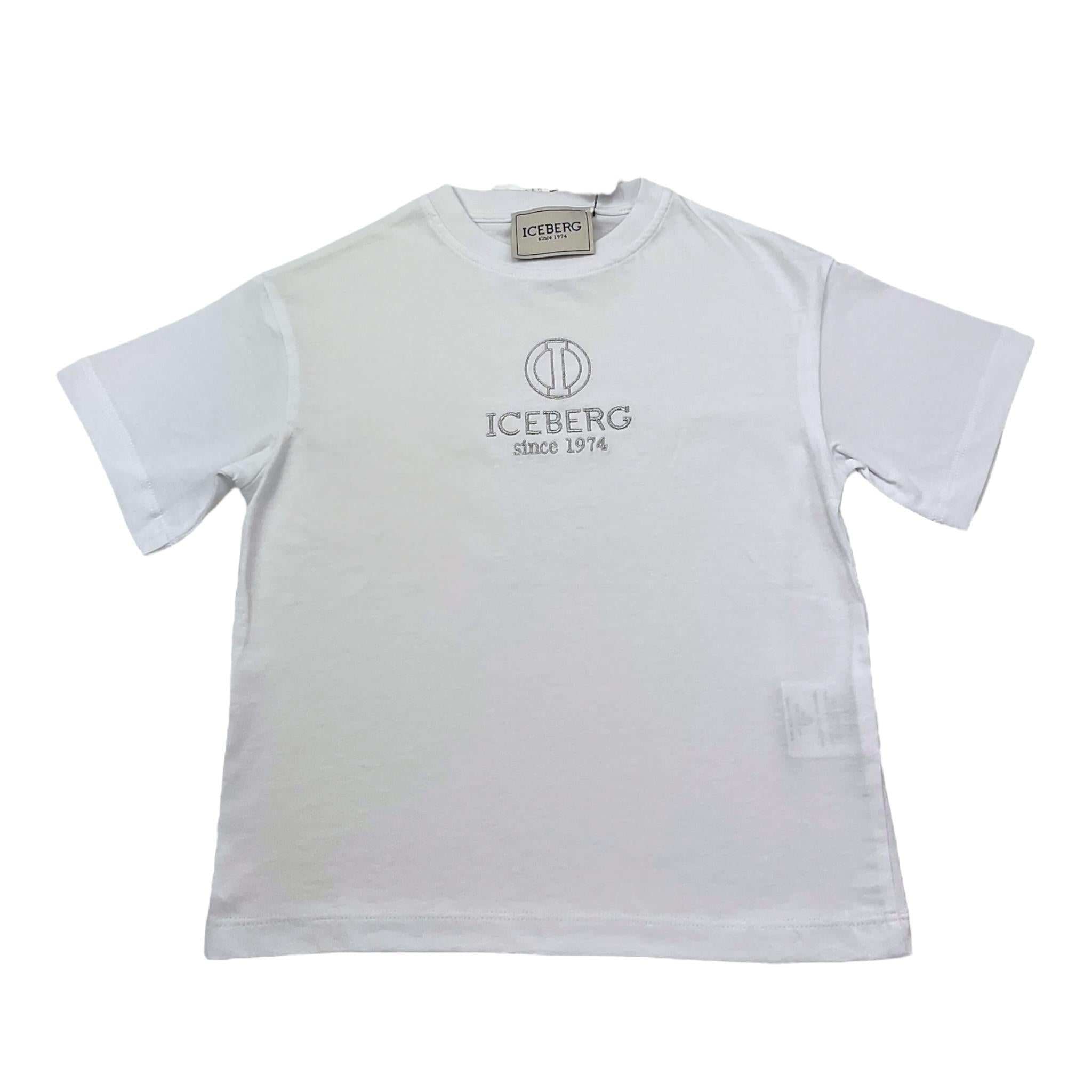 Iceberg T-Shirt Girocollo Tinta Unita con Stampa per Bambina TSICE5165J BIANCO ICEBERG 