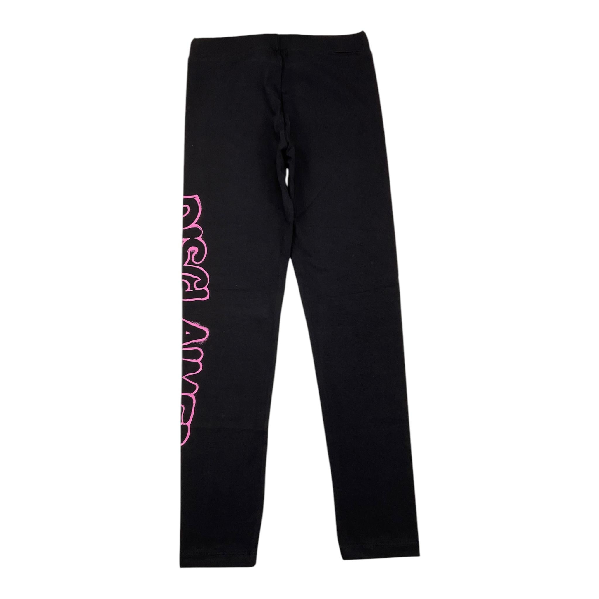 DISCLAIMER leggins tinta unita con stampa logo Nero per Bambina 24IDK58314 NERO DISCLAIMER 