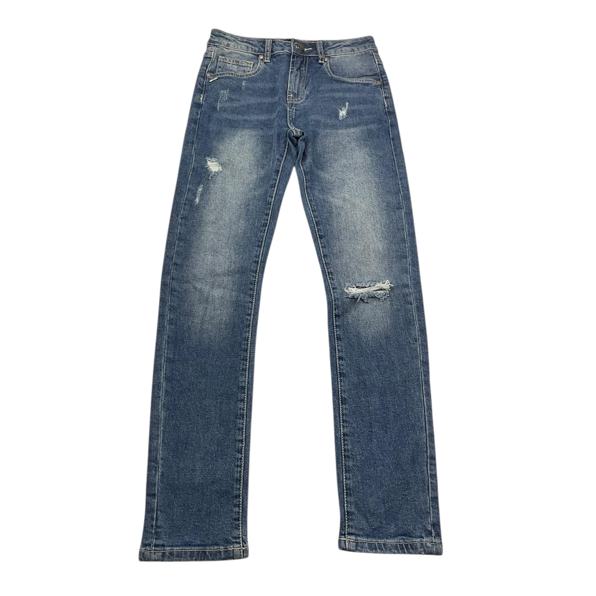 DANIELE ALESSANDRINI jeans tinta unita con strappi Blu per Bambino 1235PD1021 BLU DANIELE ALESSANDRINI 