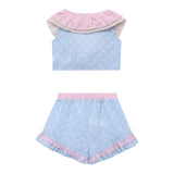 Monnalisa Completo 2 Pezzi Top-Short Tinta Unita per Bambina 19C063 AZZURRO MONNALISA 