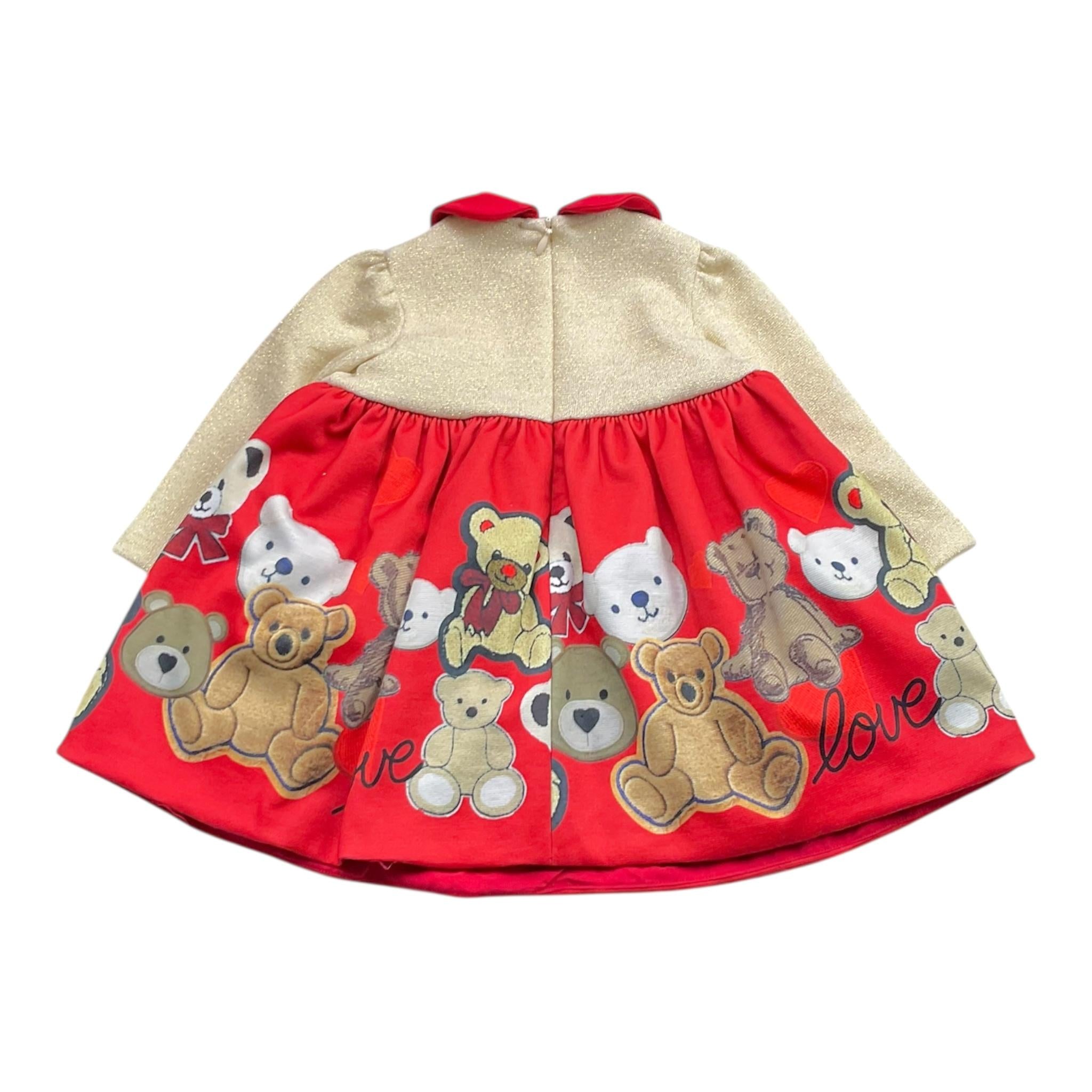 ILLIANA abito bicolore con stampa e colletto Rosso/beige per Neonata 200F ROSSO/BEIGE ILLIANA 