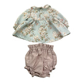 BARCELLINO completo 2pz camicia-coulotte bicolore con stampa Rosa/azzurro per Neonata 116105B ROSA/AZZURRO BARCELLINO 