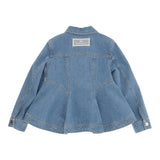 Elisabetta Franchi Giubbino Manica Lunga Tinta Unita In Denim per Bambina EFGB123 AZZURRO ELISABETTA FRANCHI 