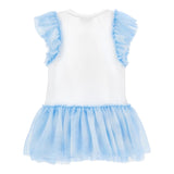 Monnalisa Abito Bicolore con Stampa E Brillantini per Bambina 19E918 BIANCO MONNALISA 